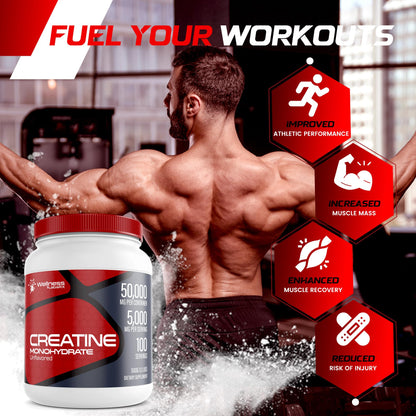Creatine Monohydrate Powder - 5000mg Micronized for Muscle Growth, Enhanced WELLNESS LABSRXUS supplements