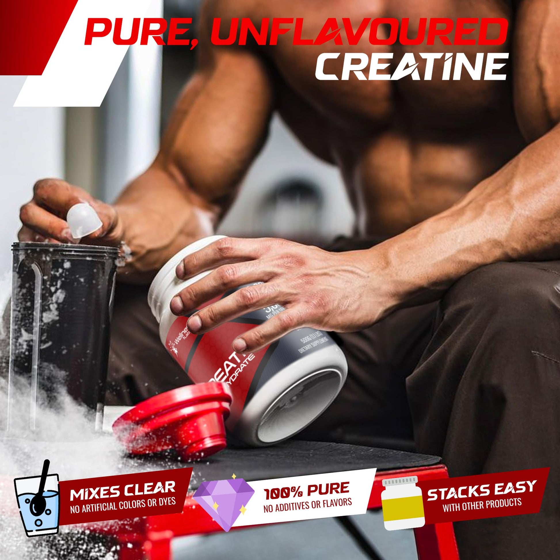Creatine Monohydrate Powder - 5000mg Micronized for Muscle Growth, Enhanced WELLNESS LABSRXUS supplements