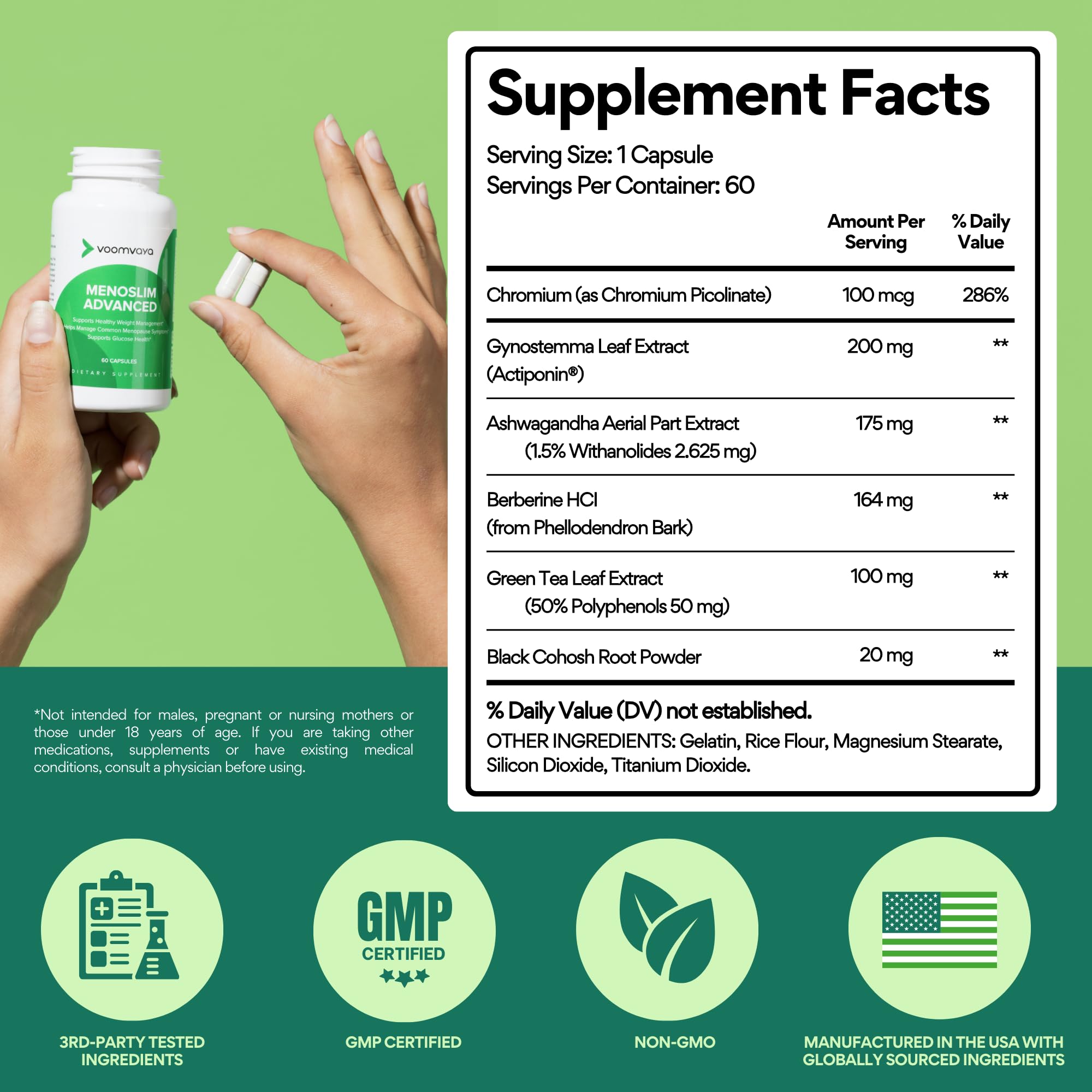 VoomVaya MenoSlim Advanced Menopause Weight Loss for Women – Menopause & Perimenopause Supplement for Women – Supports Healthy Metabolism & Overall Wellness – 60 Capsules VoomVayaAu supplements