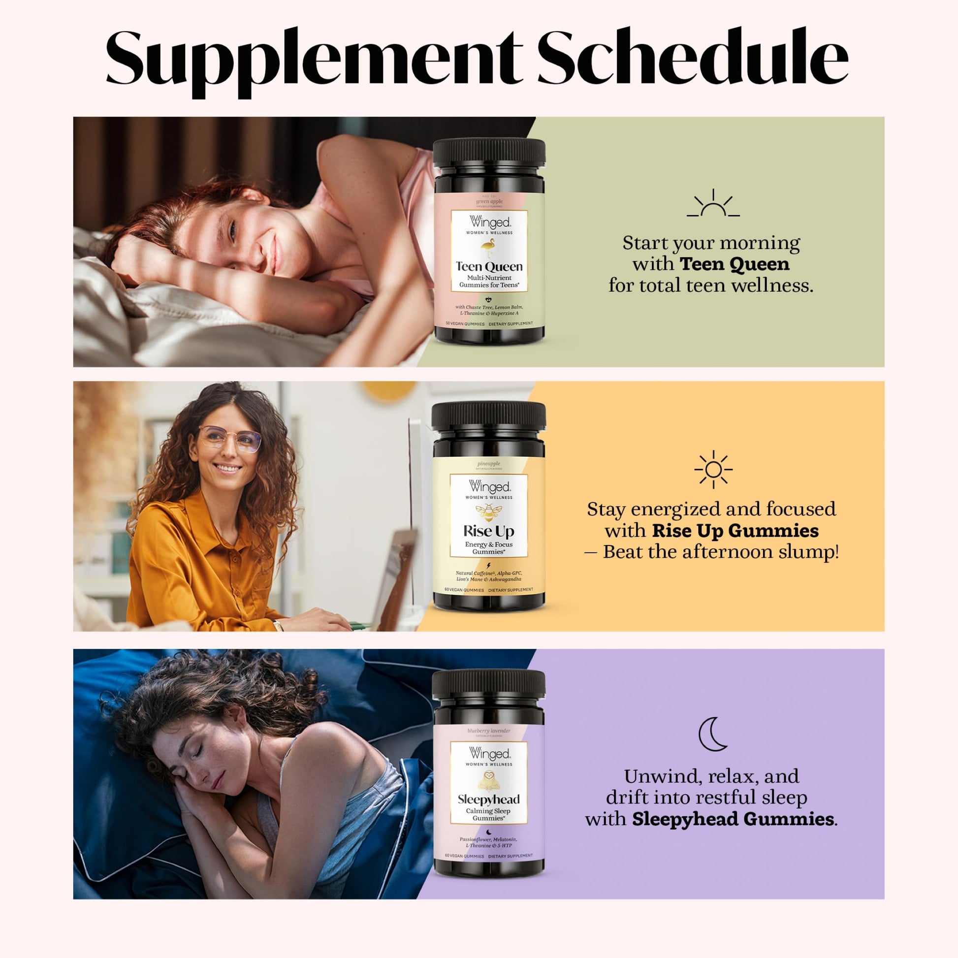 Winged Wellness Multivitamin Gummies for Teen Girls - Teen Vitamins for Mood & Hormonal Health - Vegan Gummy Supplement with Chaste Tree, Lemon Balm, L-Theanine, Probiotics & Biotin - 50 Gummies Winged WellnessAu supplements