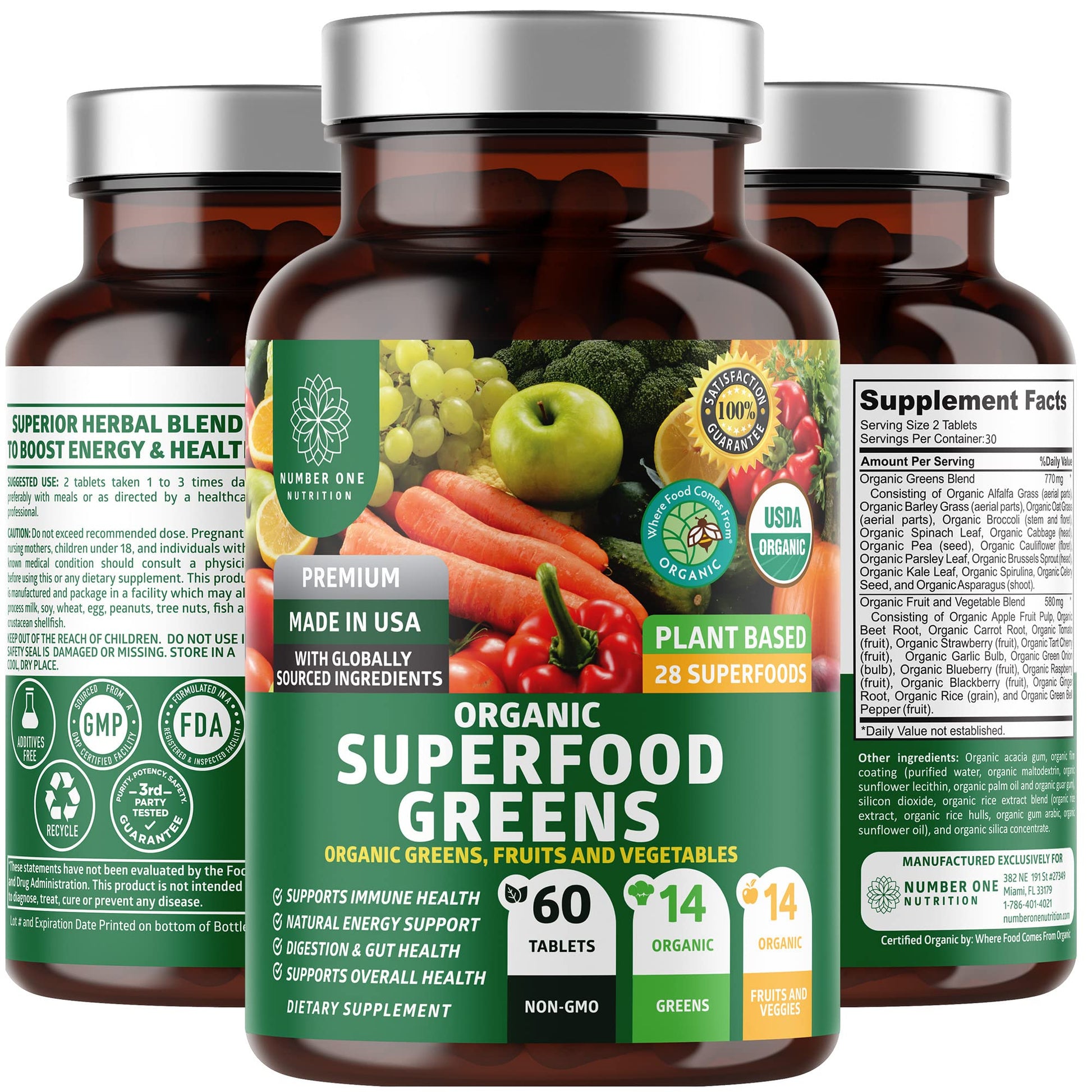 N1N Premium Organic Superfood Greens [28 Powerful Ingredients] Natural Fruit and Veggie Number One NutritionAu supplements