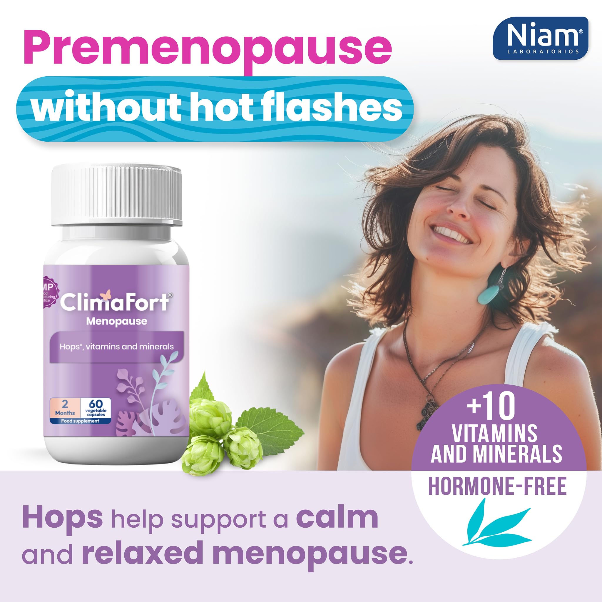 Climafort 60 Day Supply | Menopause Relief Pills | Natural Relief for Hot Flashes, Night Sweats, Mood Swings & Hormone Balance | Hops, Vitamins, and Minerals | 1 Capsule Daily ClimafortAu supplements