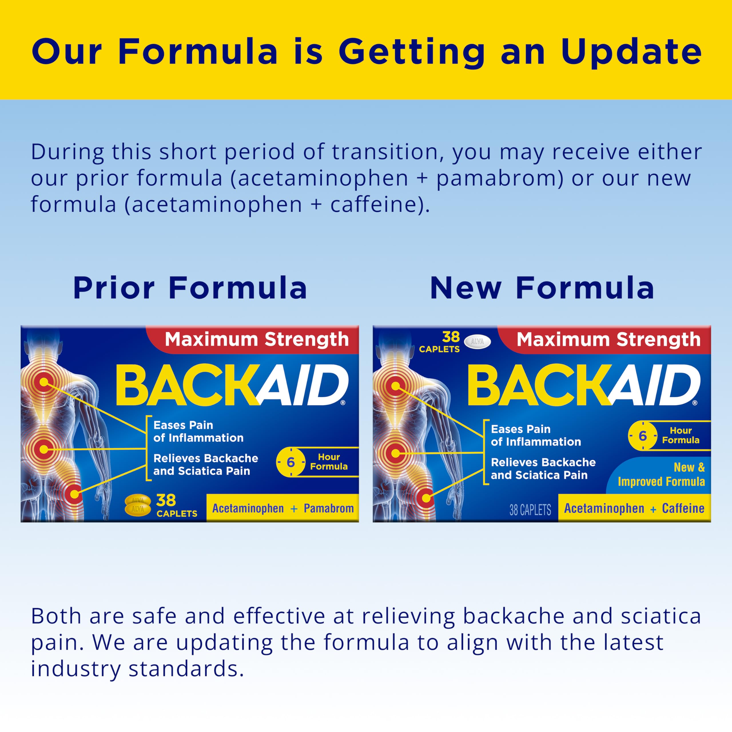 Backaid Maximum Strength Aspirin-Free Pain Relief from Backache, Sciatica and Leg Pain, Powerful Combination, Long-Lasting 6 Hour Formula, 38 Count BackaidAu supplements