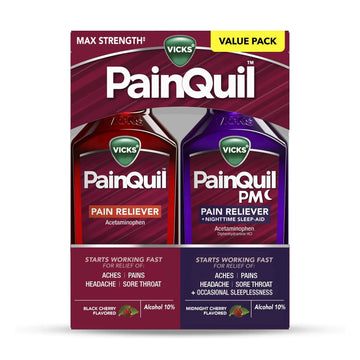 Vicks PainQuil & PainQuil PM Pain Relief Liquid, 1000mg Acetaminophen, 2x12 oz VicksAu supplements