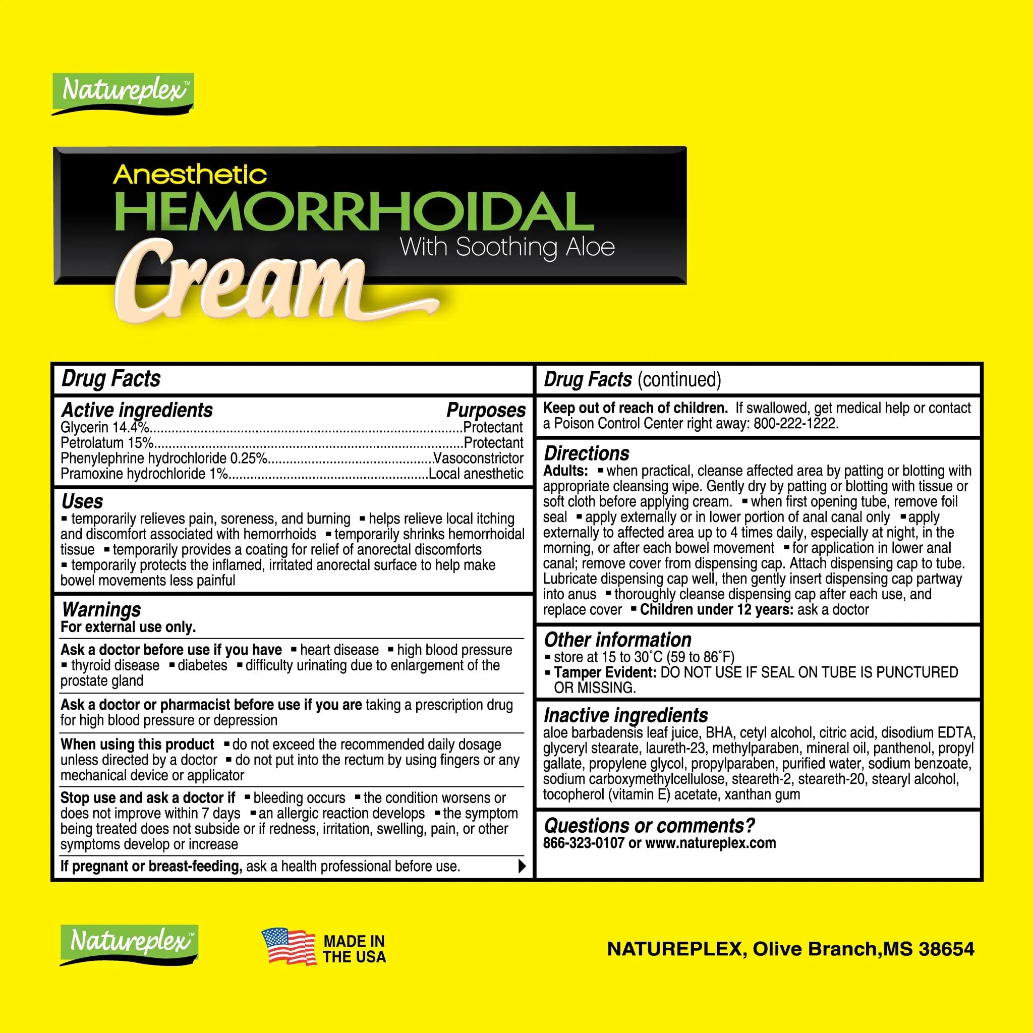 Natureplex Hemorrhoidal Cream for Itching, Burning and Discomfort Relief, 0.9 oz (Pack of 6) - Made in USA NatureplexAu supplements