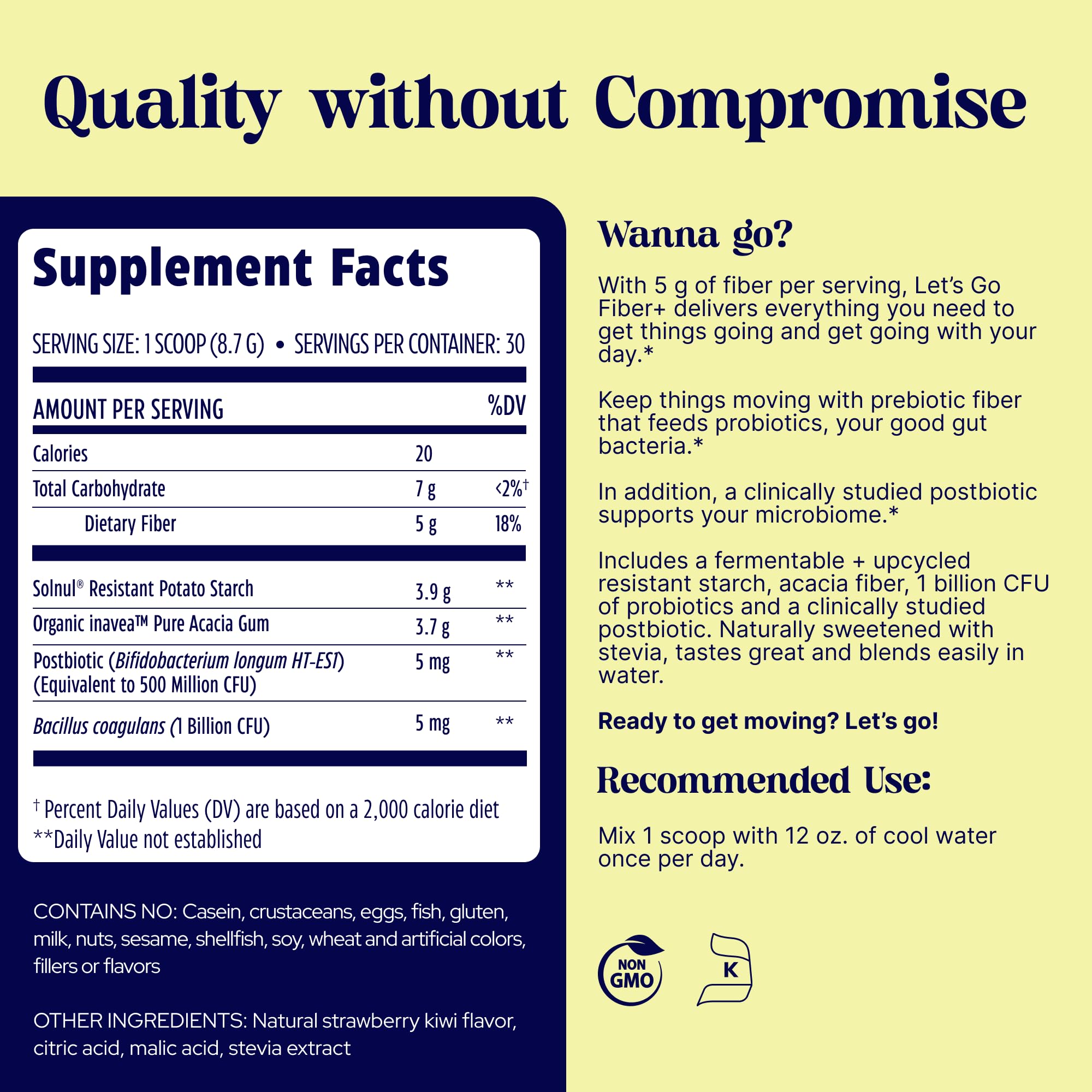 Enzymedica, Let’s Go Fiber+ Strawberry & Kiwi, Prebiotics & Probiotics, Postbiotic, Soluble Fiber for Gut Health, Regularity, Powder for Men & Women, Sugar-Free, 30 Servings EnzymedicaAu supplements