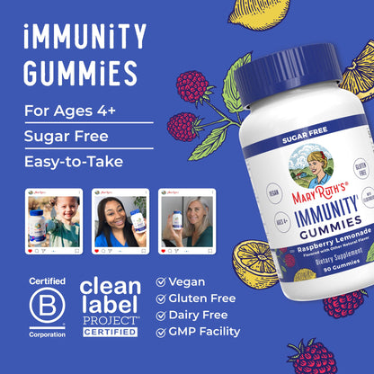 MaryRuth Organics Sugar Free Immunity Gummies | Powerful Blend | Elderberry Vitamin C & Zinc | Vitamin D3 & Echinacea | Immune Support Supplement | Gummies for Kids & Adults | Vegan | Non GMO | 90ct MARYRUTH'SUS supplements