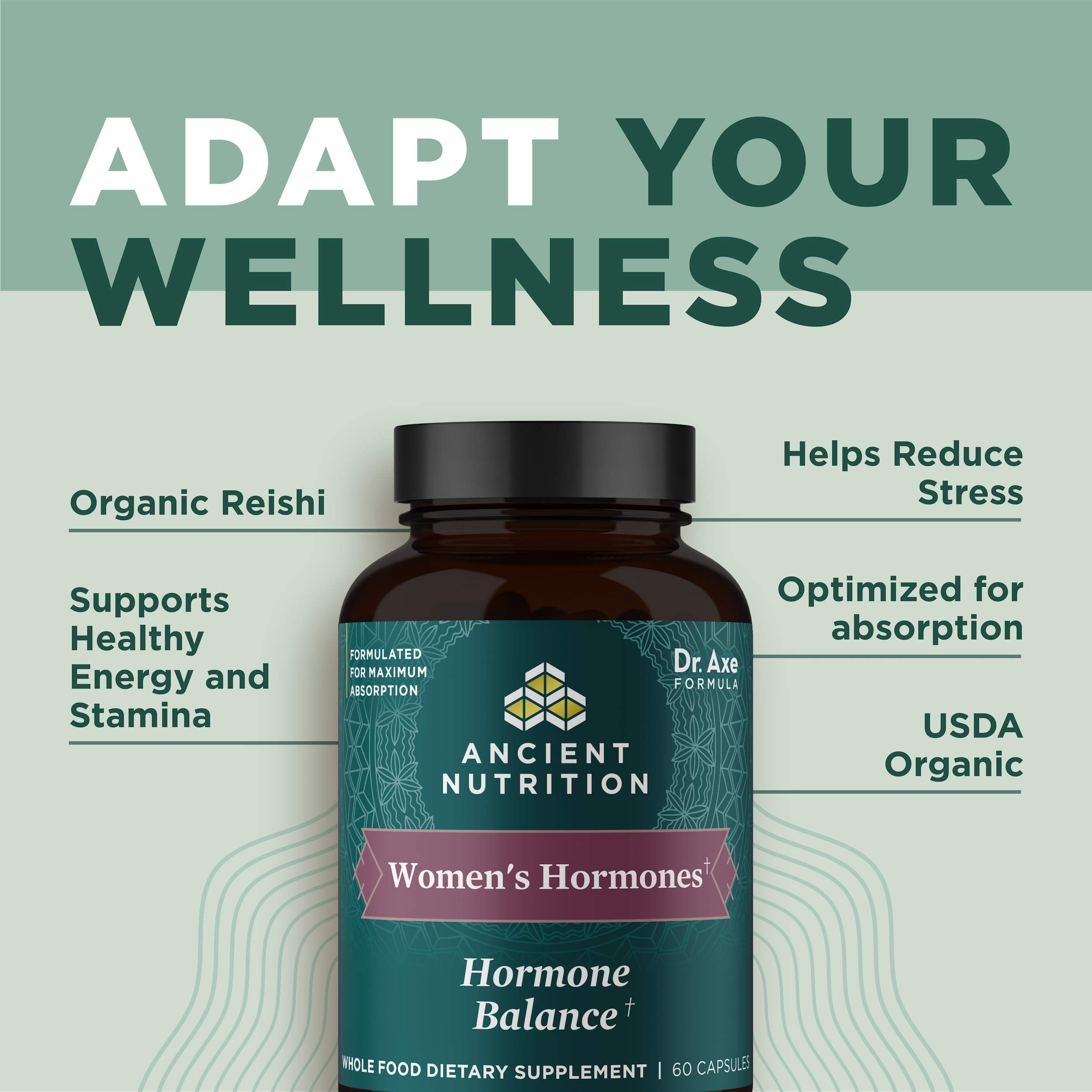 Ancient Nutrition Women's Hormones, Helps Reduce Stress, Supports Energy, Hormone Balance, Gluten Free, Paleo and Keto Friendly, 60 Capsules Ancient NutritionAu supplements