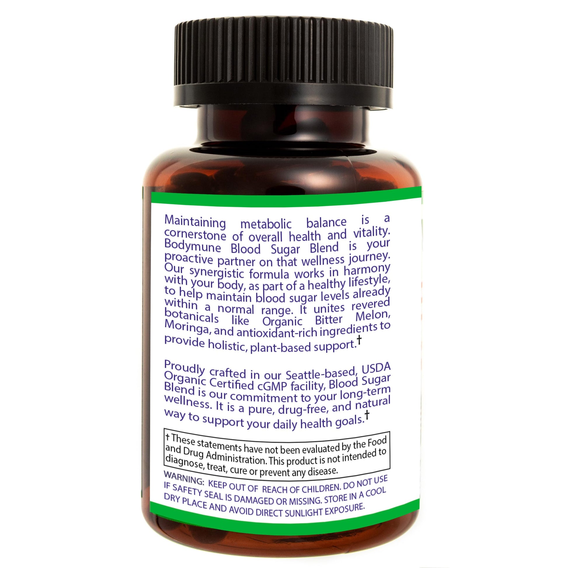 Bodymune USDA Organic Blood Sugar Blend | Supports Healthy Metabolism* | with Bitter Melon, Moringa, Aloe Vera, Nopal, Papaya Extracts & More | 60-Day Supply | Vegan & Non-GMO | USA-Made BodymuneAu supplements