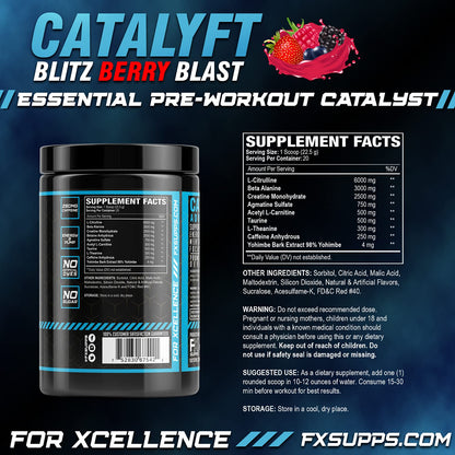 FX Supps Catalyft Pre-Workout PowderDrink for Men and Women Blitz Berry Blast Dietary FXSUPPSUS supplements
