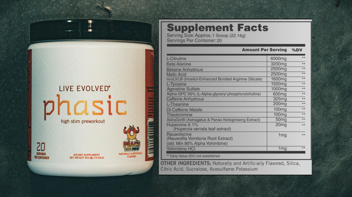 Live Evolved Phasic - High Stim Pre Workout for Men & Women - Energy | Pump | Nootropics Live EvolvedUS supplements