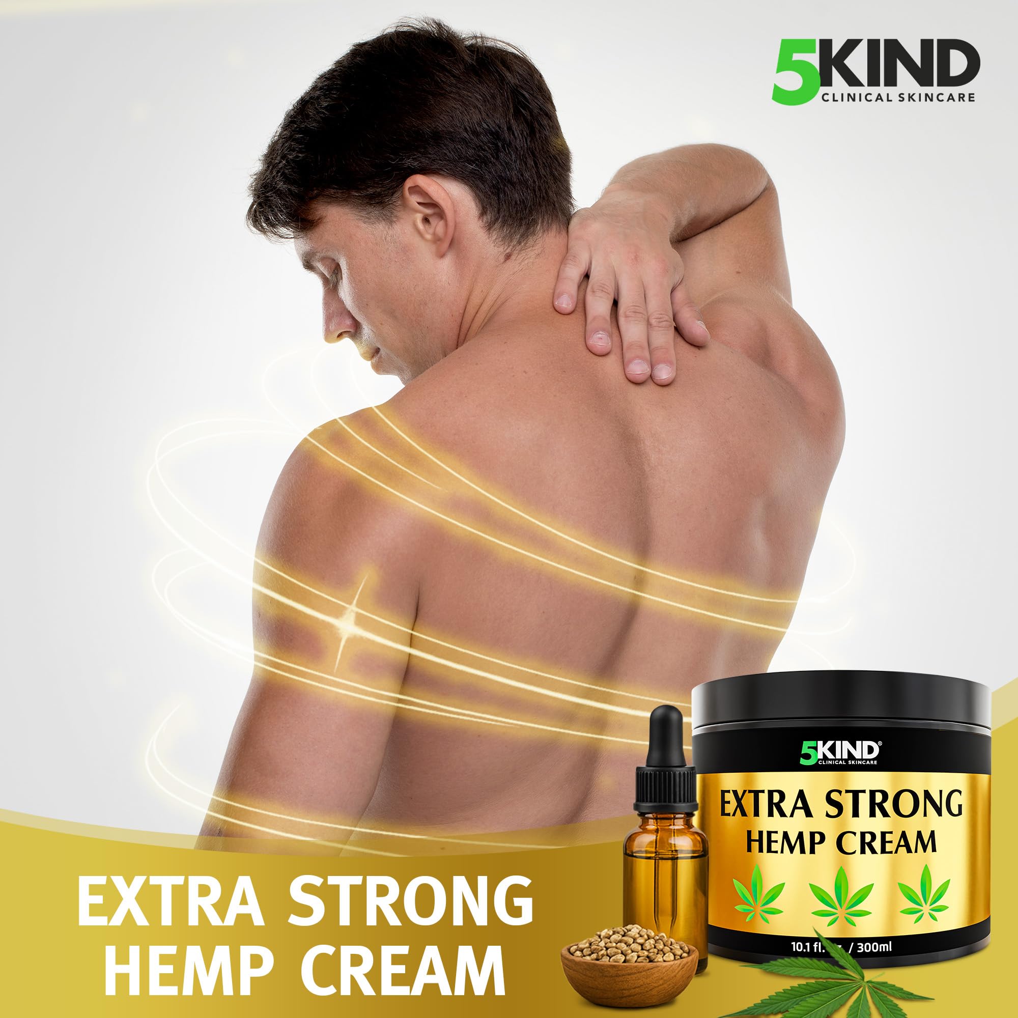 5kind Extra Strong Hemp Cream 10.1 fl oz - Maximum Strength - Natural Topical Cream - Muscle Rub for Lower Back, Joints, Neck, Knees, Shoulders 5kind clinical skincareAu supplements