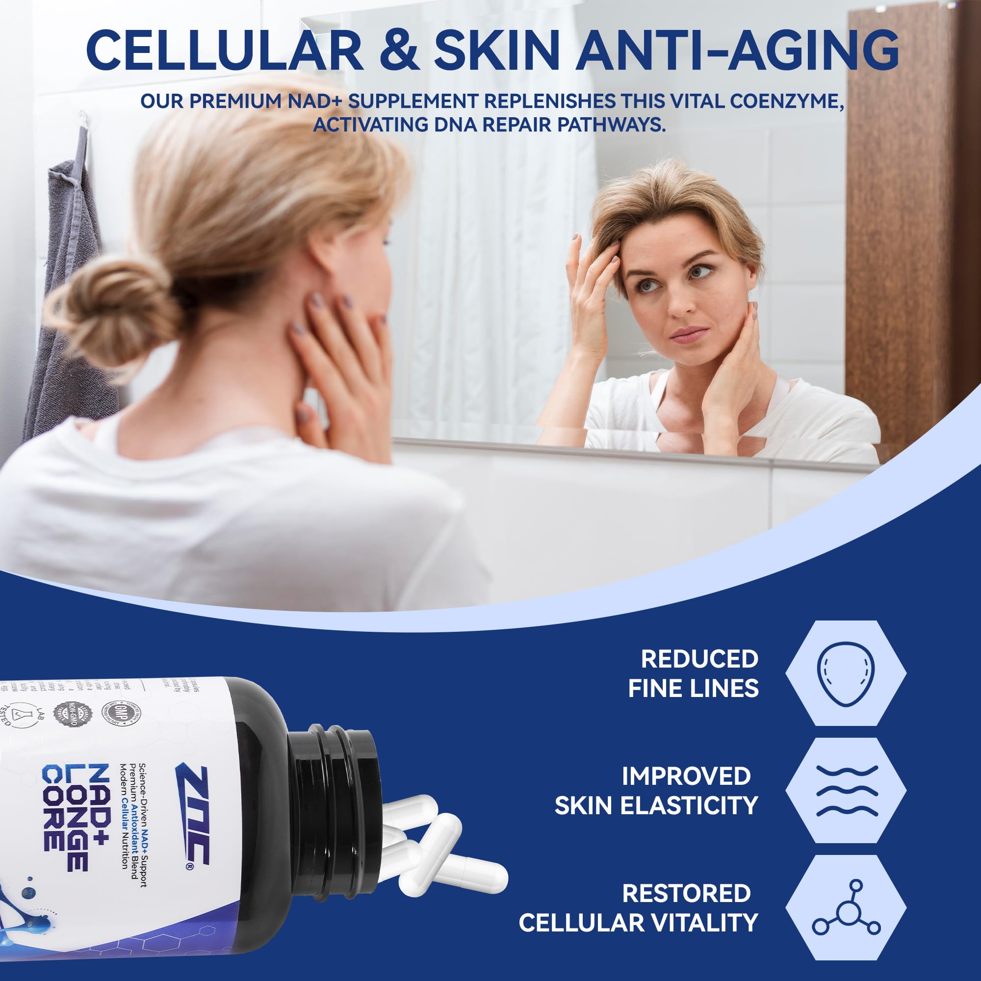 ZNC®10-in-1 NAD+ Supplement with Liposomal NAD, Urolithin A & Resveratrol for Energy & Cellular Repair - 60 Vegan Capsules ZNCAu supplements