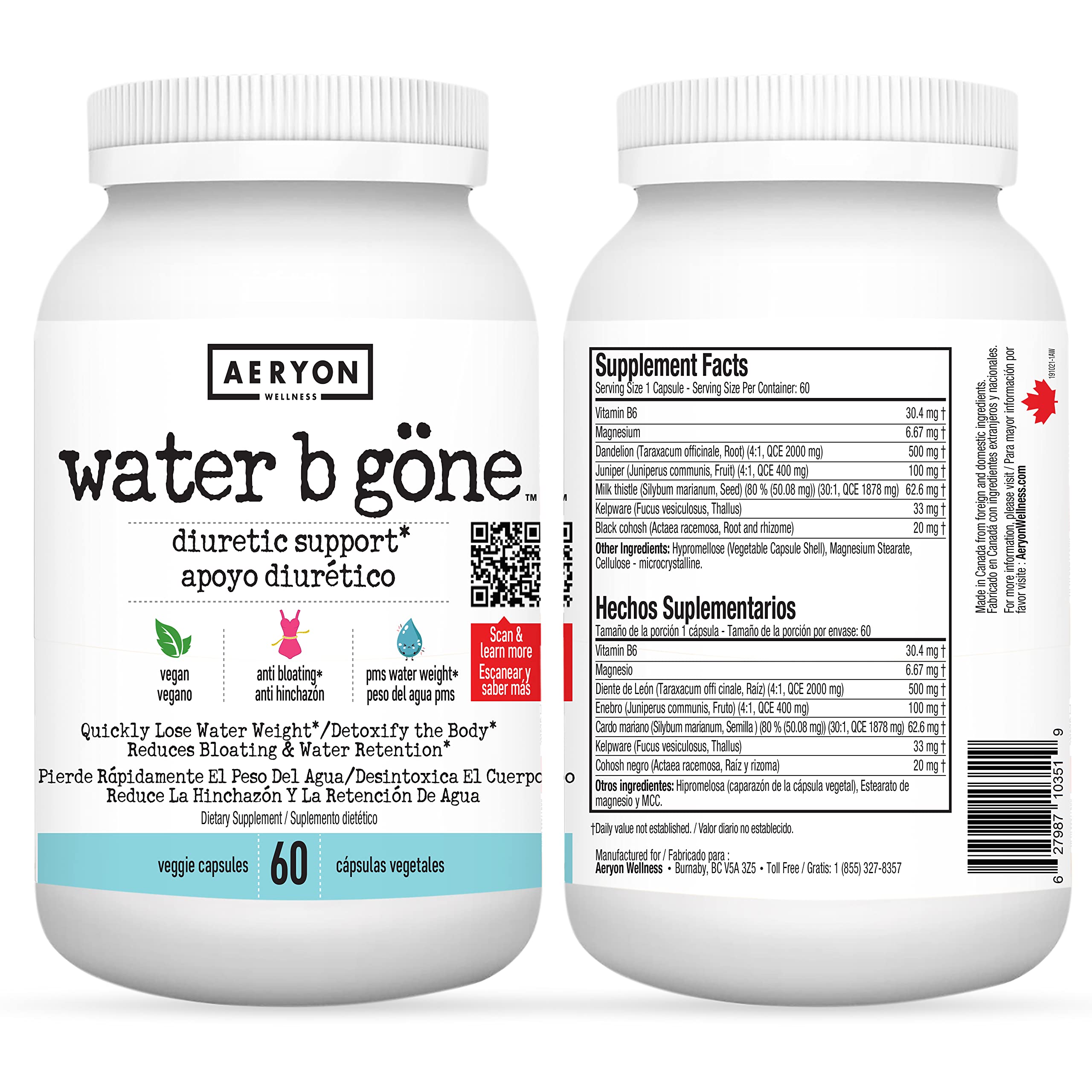 Water B Gone – Diuretic Pills for Women – Reduce Water Retention and Bloating – Find PMS Aeryon Ashlie WellnessAu supplements
