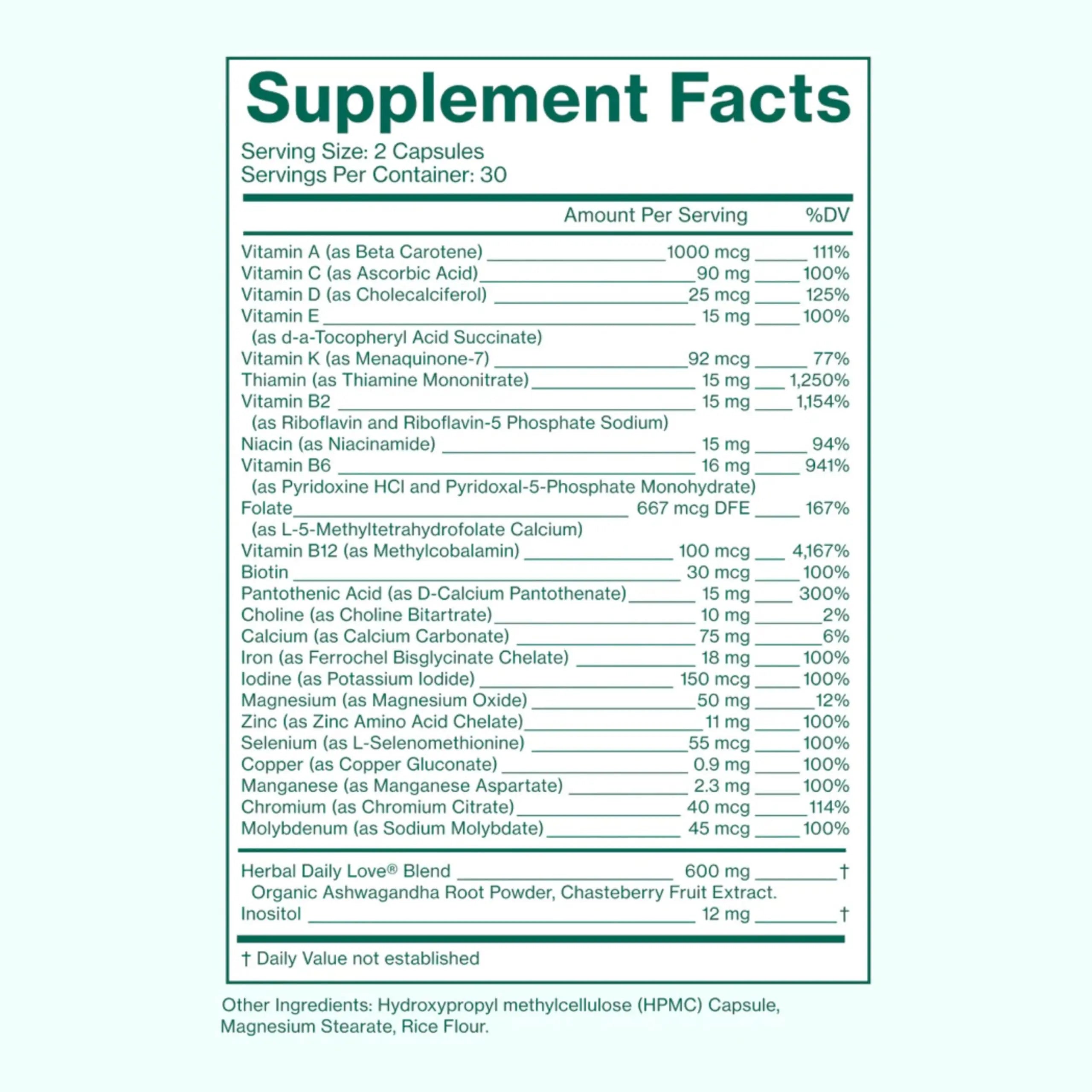Love Wellness Daily Love Multivitamin for Women | Supports Energy, Cortisol, Immune Health, Stress Relief, & PMS | Complete with Vitamin D, C Love WellnessAu supplements