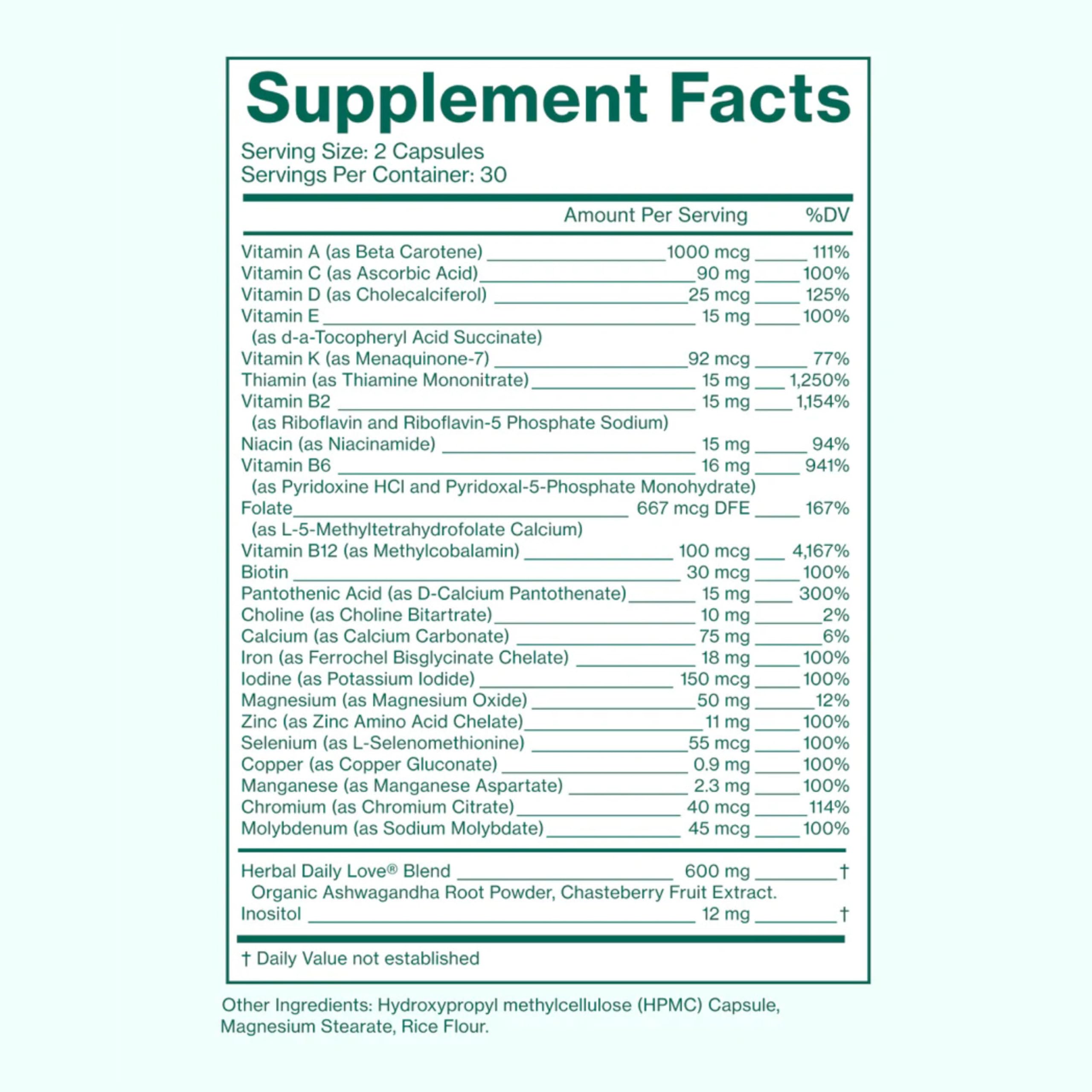 Love Wellness Daily Love Multivitamin for Women | Supports Energy, Cortisol, Immune Health, Stress Relief, & PMS | Complete with Vitamin D, C, Iron, Calcium, Zinc, & Biotin, Magnesium | 60 Count Love WellnessUS supplements
