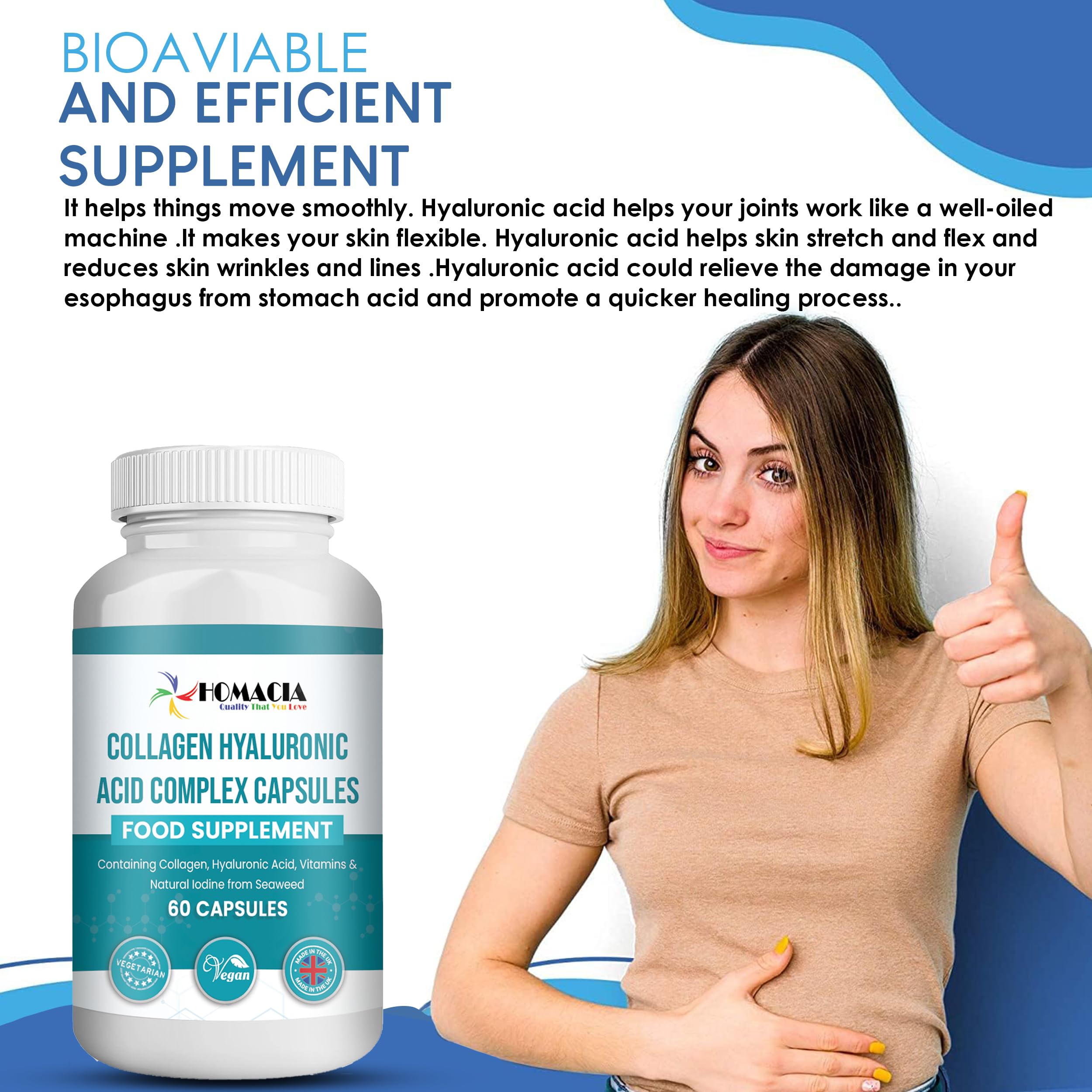 Homacia’s Collagen Capsules | Marine Collagen with Hyaluronic Acid | Pure Collagen Supplements for Women HOMACIA Quality That You loveAu supplements