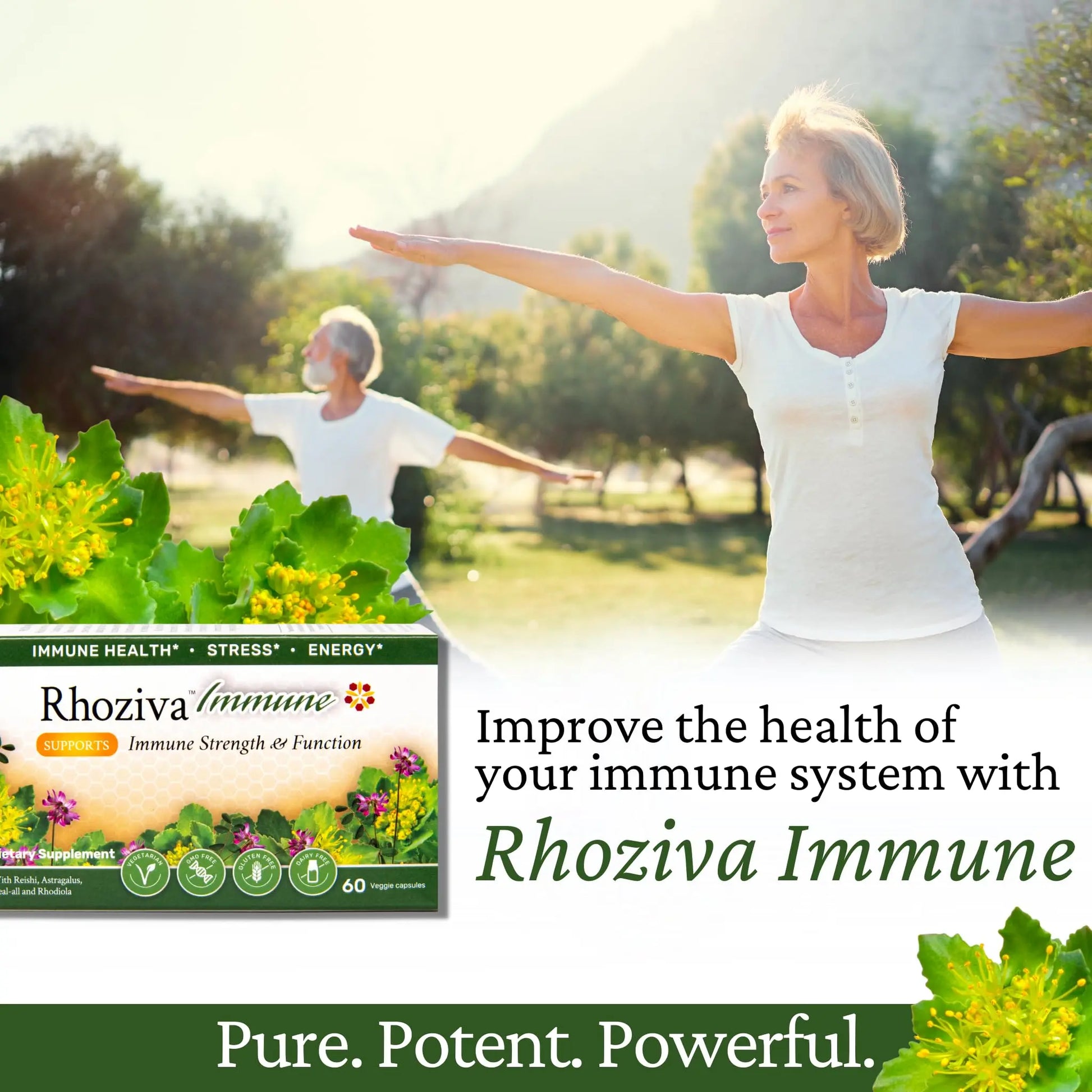 Immune Support, Energy Booster with Vitamin C, D3 and Zinc Supplement, Rhodiola Rosea, Reishi Mushroom Extract, Astragalus, Overall Wellness and Daily Habit - 60 Capsules RhozivaAu supplements