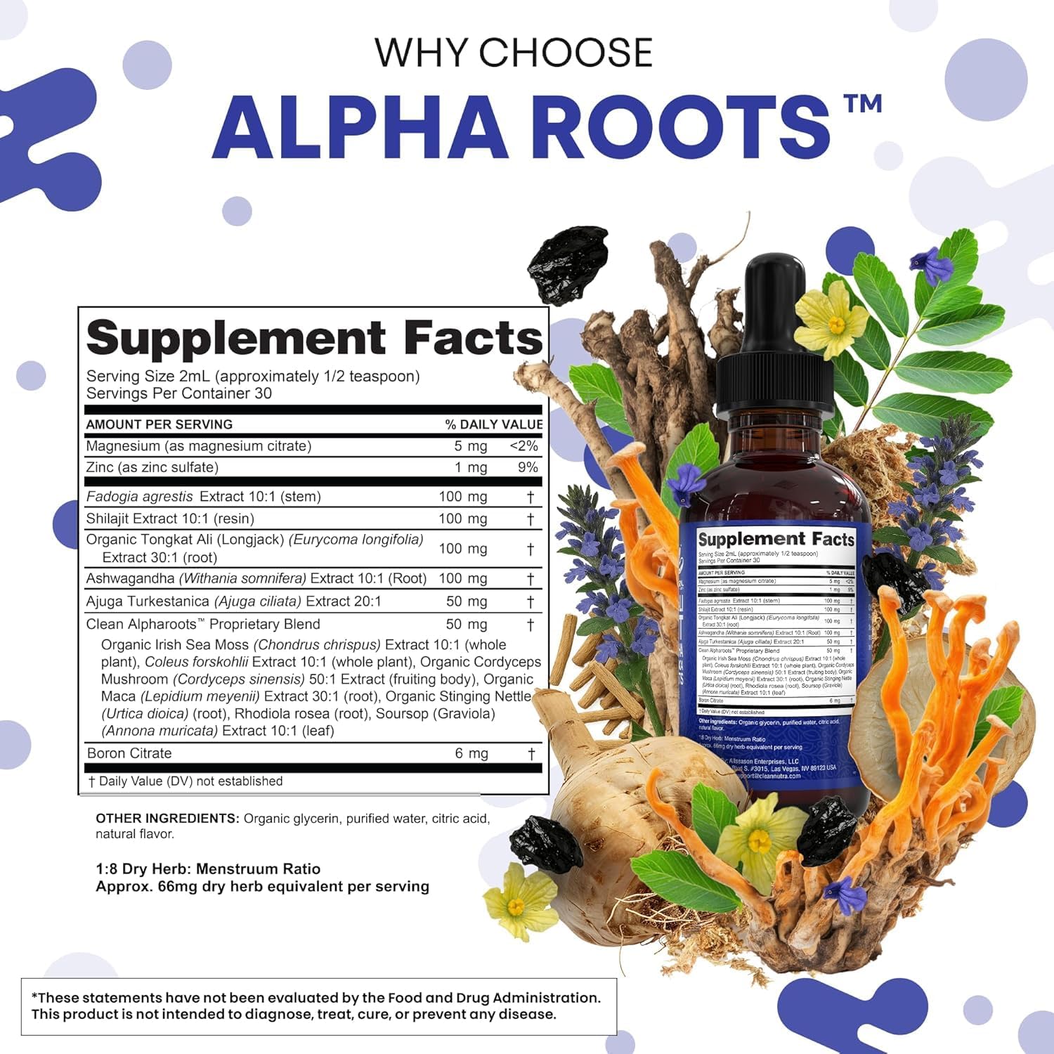 Tongkat Ali Liquid Drops Shilajit, Ashwagandha, Turkesterone, Fadogia Agrestis, Magnesium, Irish Sea Moss, and Zinc Herbal Supplement by Clean Nutra Clean NutraceuticalsAu supplements