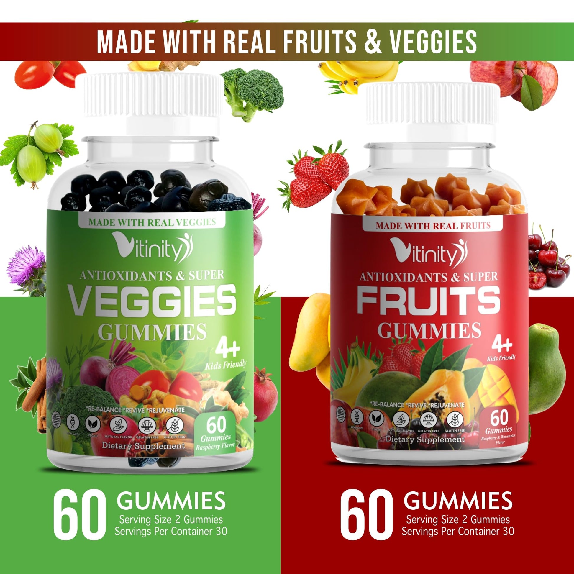 VITINITY Made with Real Fruit-Real Veggie Gummies-Superfood Vegetable Vitamin Supplement for Women,Men,Kids-Blend of Fruit and Greens for Daily Health.Fruits and Vegetables Supplements (30-Day Supply) VITINITYAu supplements