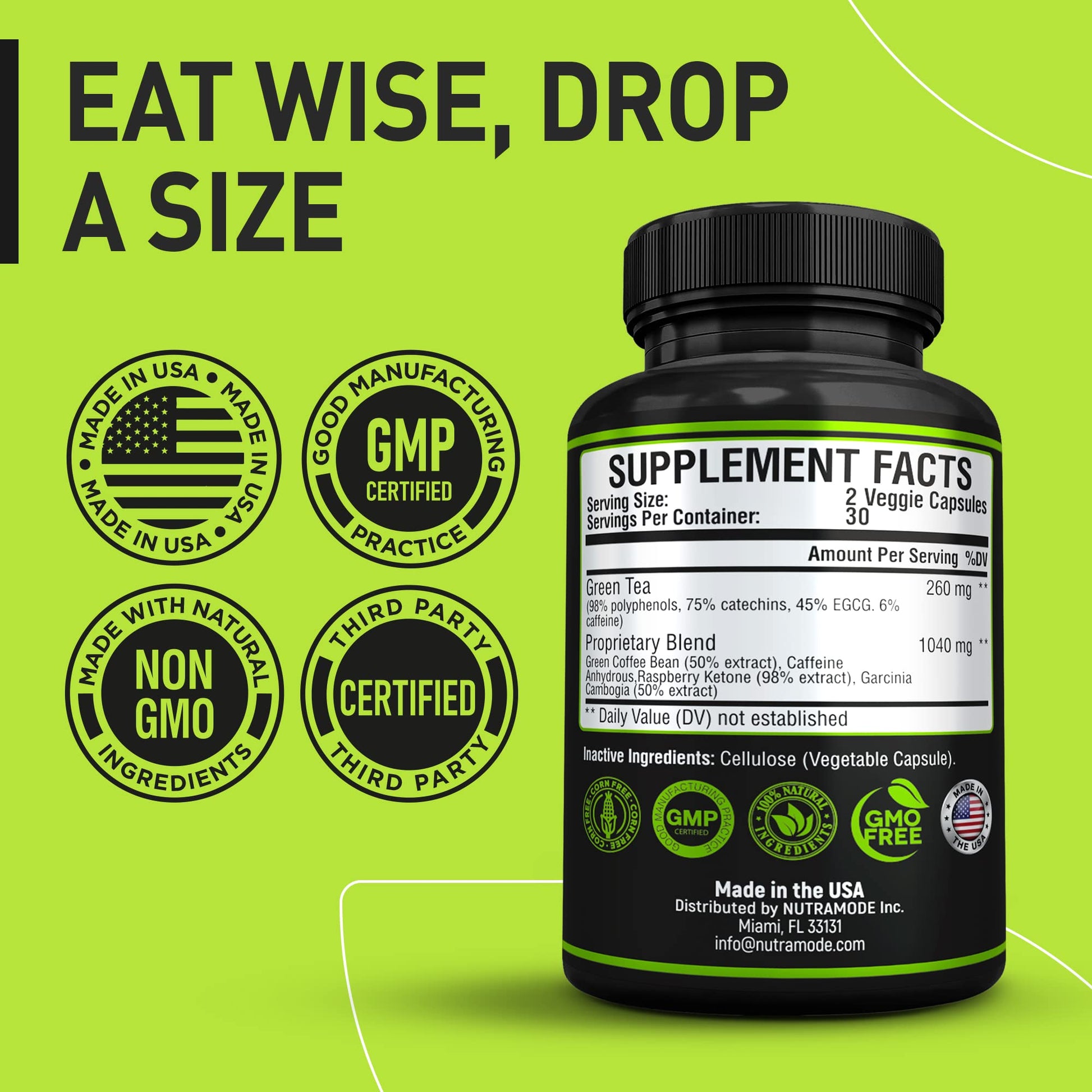 Premium Green Tea Extract Fat Burner Supplement EGCG-Natural Appetite Suppressant NUTRAMODEUS supplements