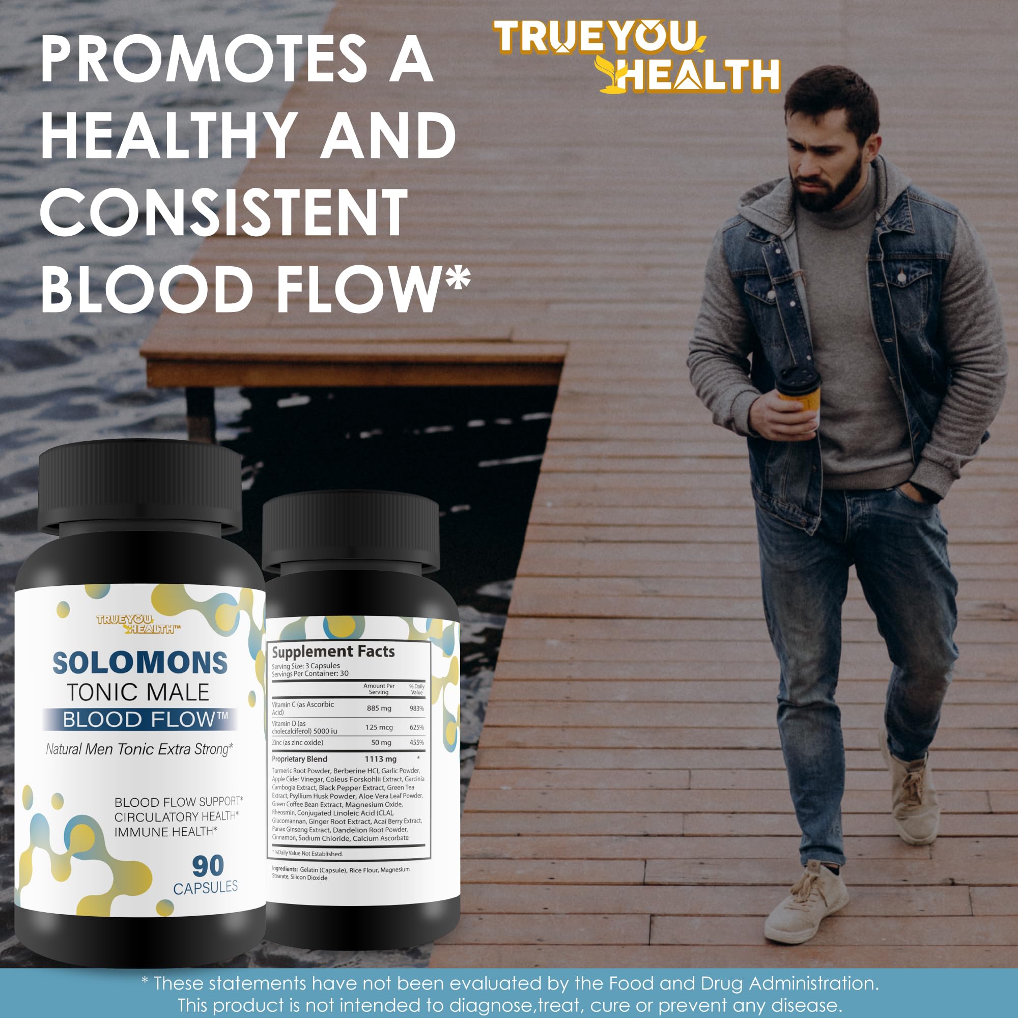 Solomons Tonic - Our Best Mens Blood Flow Supplement - Good Blood Flow Support - Male Blood Flow Capsules - Max Blood Flow Pills - Blood Circulation Supplements for Men - Male Blood Circulation Pills True You HealthAu supplements