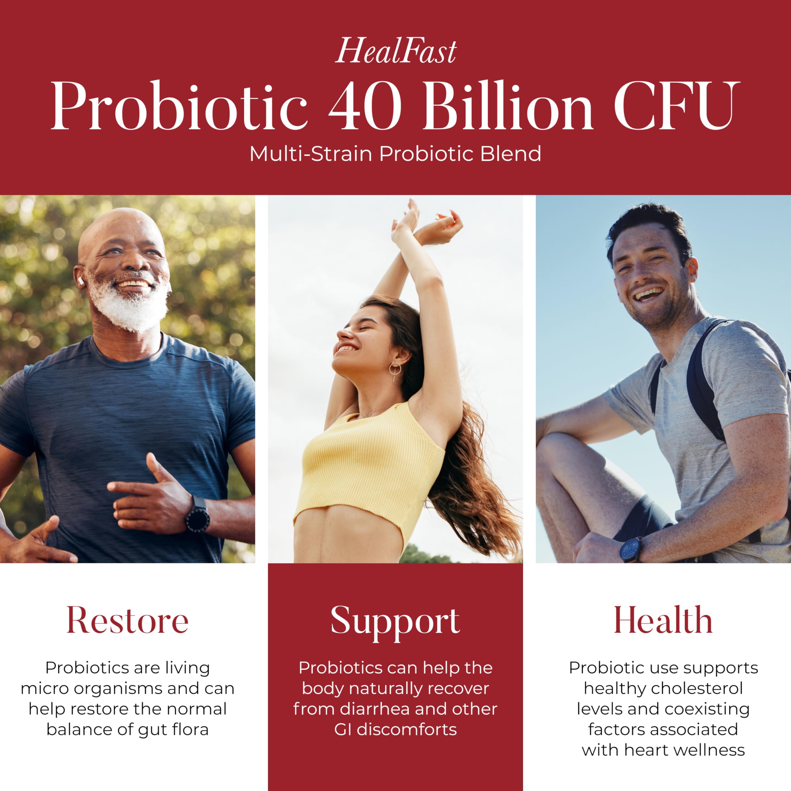 HealFast Physician Formulated Probiotic Supplement - 40 Billion CFU - Live Prebiotics and Probiotics for Men and Women - Probiotics for Gut Health - Non-GMO and Vegan - 30 Day Supply HealFastAu supplements