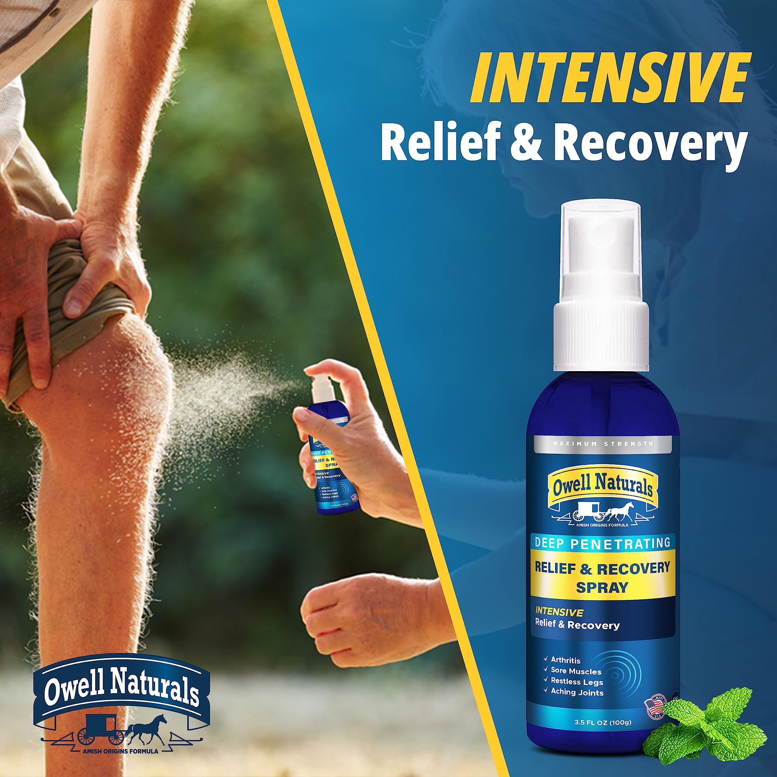 Amish Origins Deep Penetrating Pain Relief Liquid Spray - Fast-Acting, Natural Relief for Muscle Aches, Joint Pain, and Stiffness - 3.5 oz Spray Bottle Amish OriginsAu supplements
