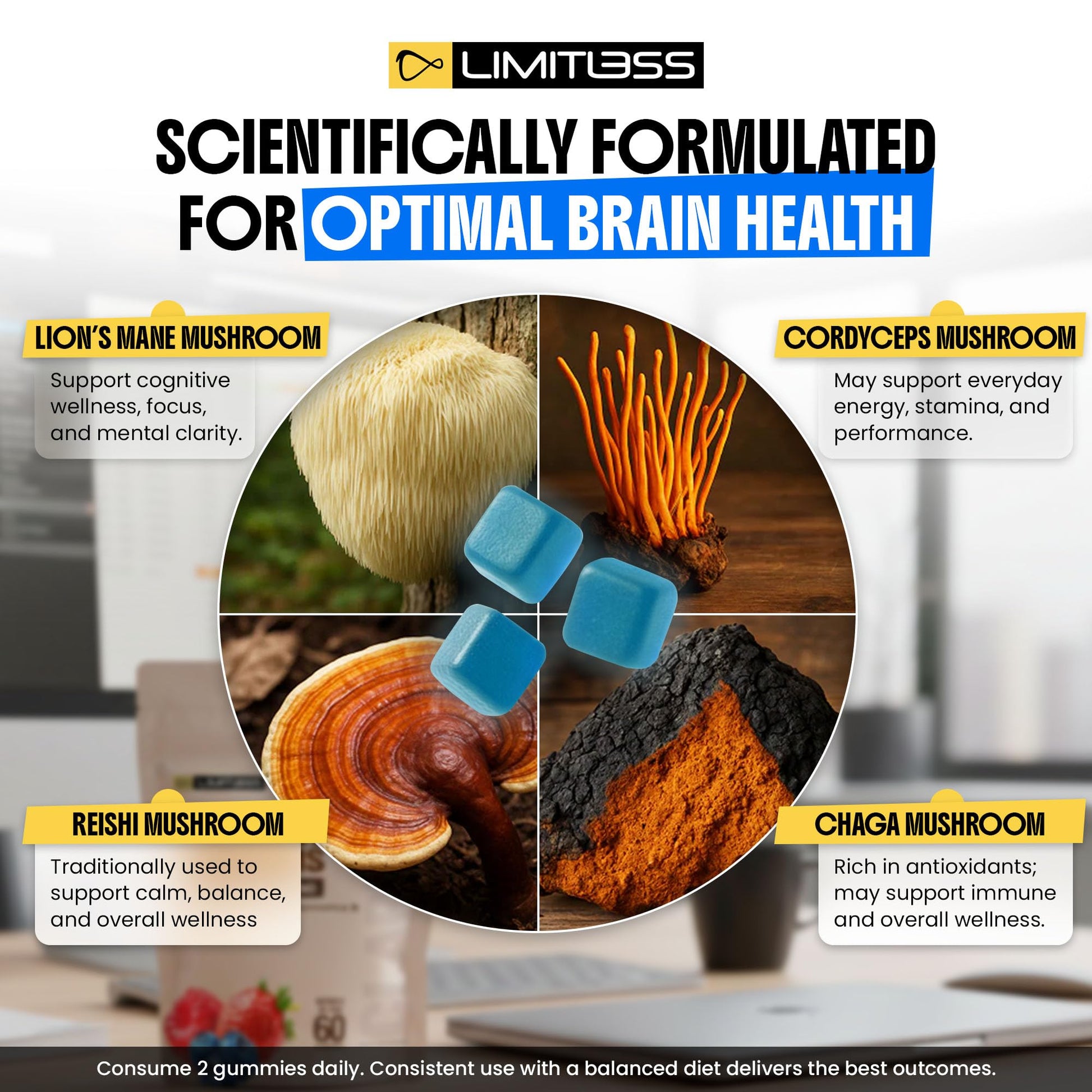 Limitless Supershrooms Smart Focus Gummies - 30 Day Supply LIMITLESS XAu supplements