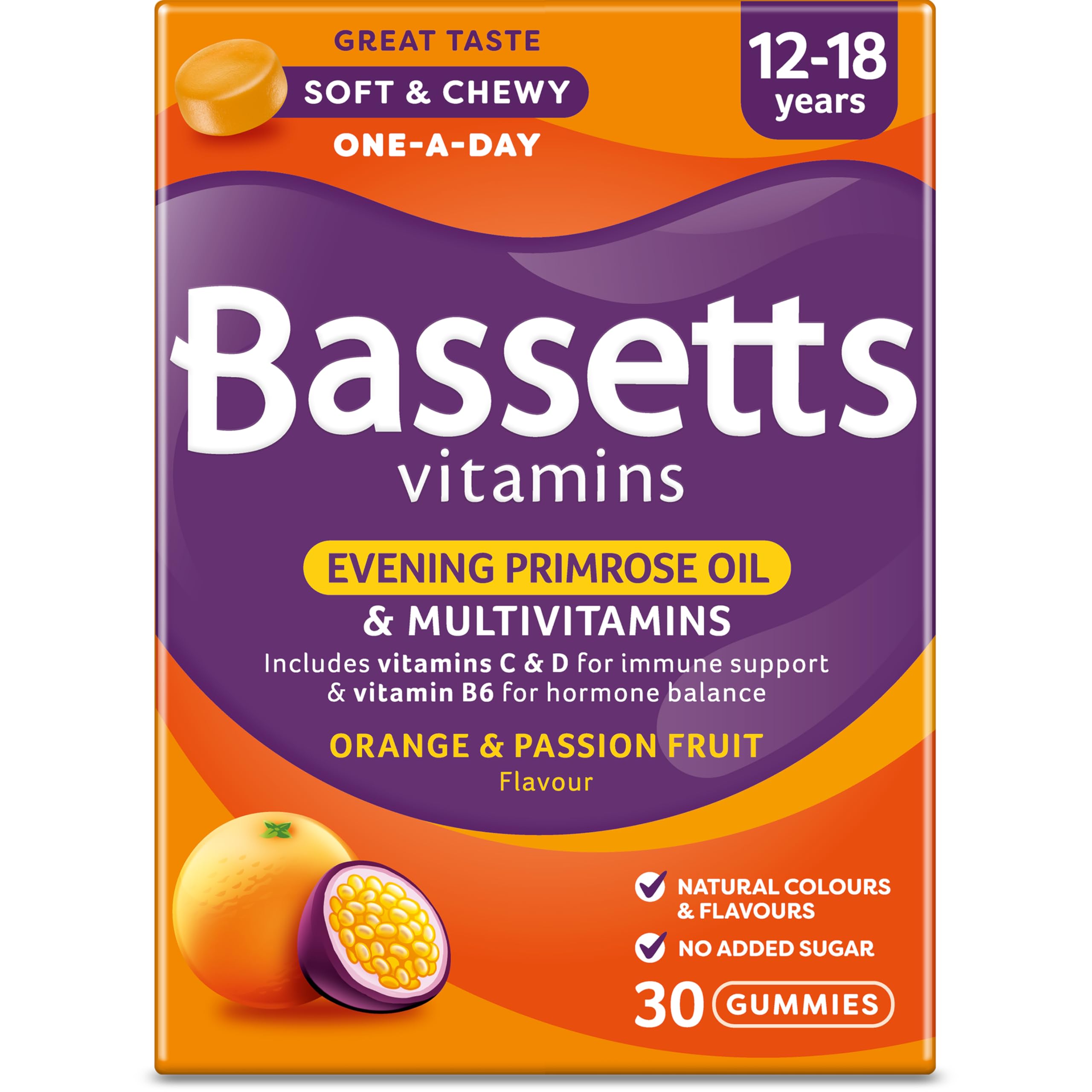 Bassetts Vitamins 12-18 EPO Orange & Passion Fruit 30's, 94.2 g, Orange and passionfruit Bassetts VitaminsUS supplements