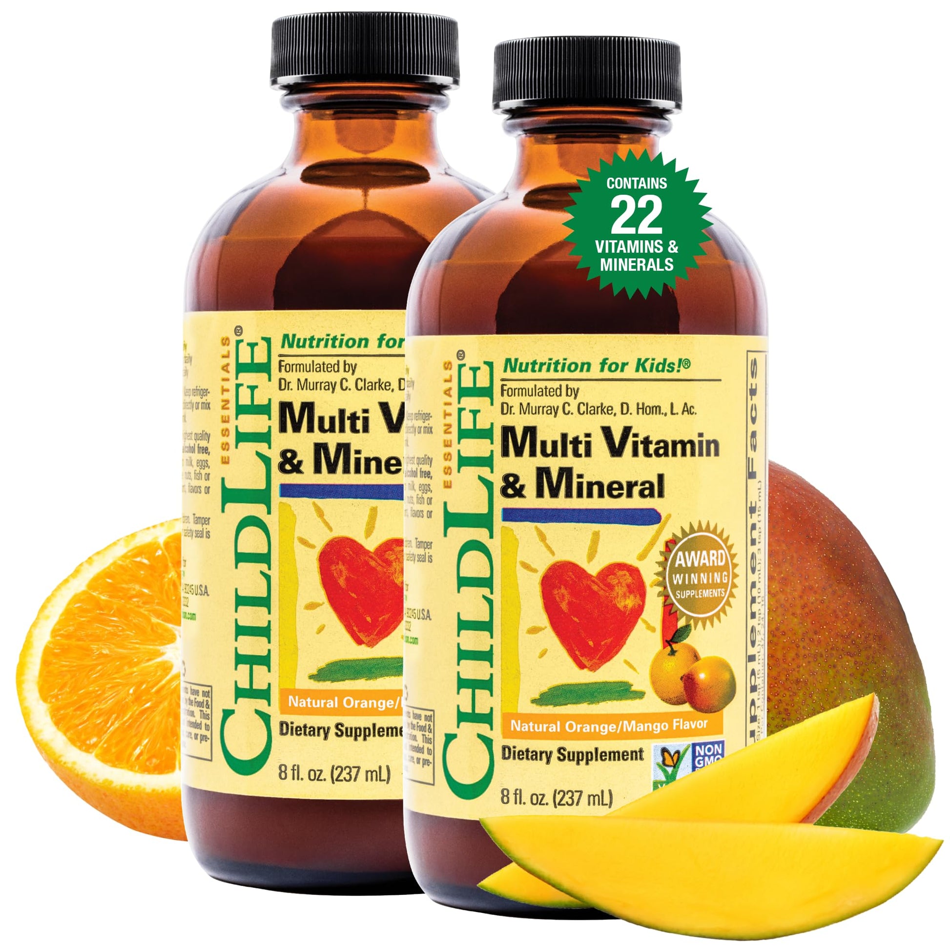 CHILDLIFE ESSENTIALS Kids Multivitamin & Mineral - Kids Vitamins, Liquid Multivitamin for Kids, Toddler Multivitamins, Liquid Vitamins, Baby Multivitamin - Natural Orange & Mango, 8 Fl Oz (Pack of 2) CHILDLIFE ESSENTIALSAu supplements