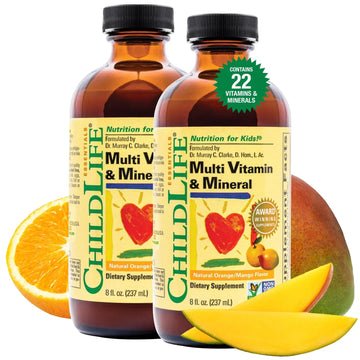 CHILDLIFE Essentials Kids Multivitamin & Mineral - Vitamins for Kids, Liquid Multivitamin for Toddler & Baby - Natural Orange & Mango, 8 Fl Oz (Pack of 2) CHILDLIFE ESSENTIALSAu supplements
