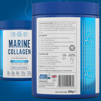 Applied Nutrition Marine Collagen Powder - Hydrolysed Collagen Protein, Healthy Skin, Hair, Nails Applied NutritionUS supplements