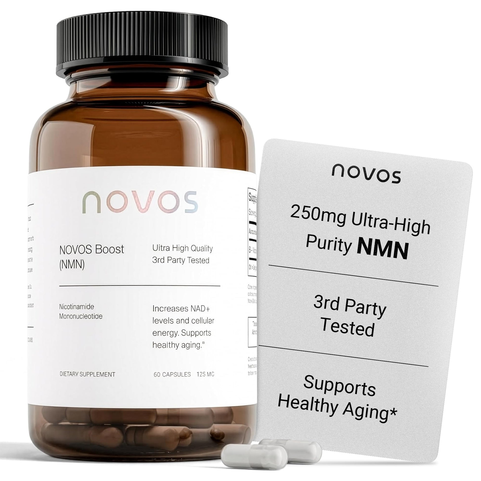 Novos Boost NMN - Contains 250 mg of High-Purity NMN, 60 Capsules, Supports Cellular Repair and DNA Protection, Boosts NAD+ NovosAu supplements