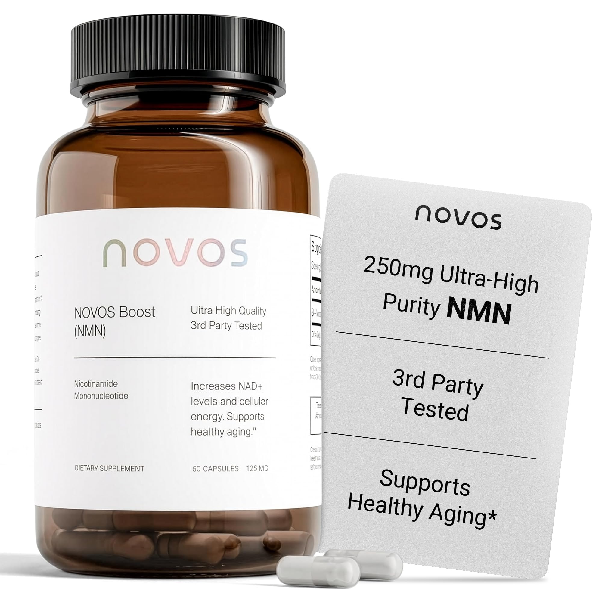 Novos Boost NMN - Contains 250 mg of High-Purity NMN, 60 Capsules, Supports Cellular Repair and DNA Protection, Boosts NAD+ NovosAu supplements
