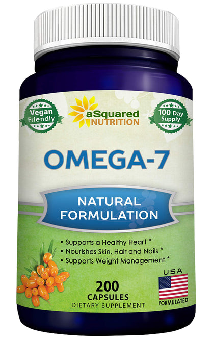 aSquared Nutrition Purified Omega 7 Fatty Acids-200 Capsules from Natural Sea Buckthorn aSquared NutritionUS supplements