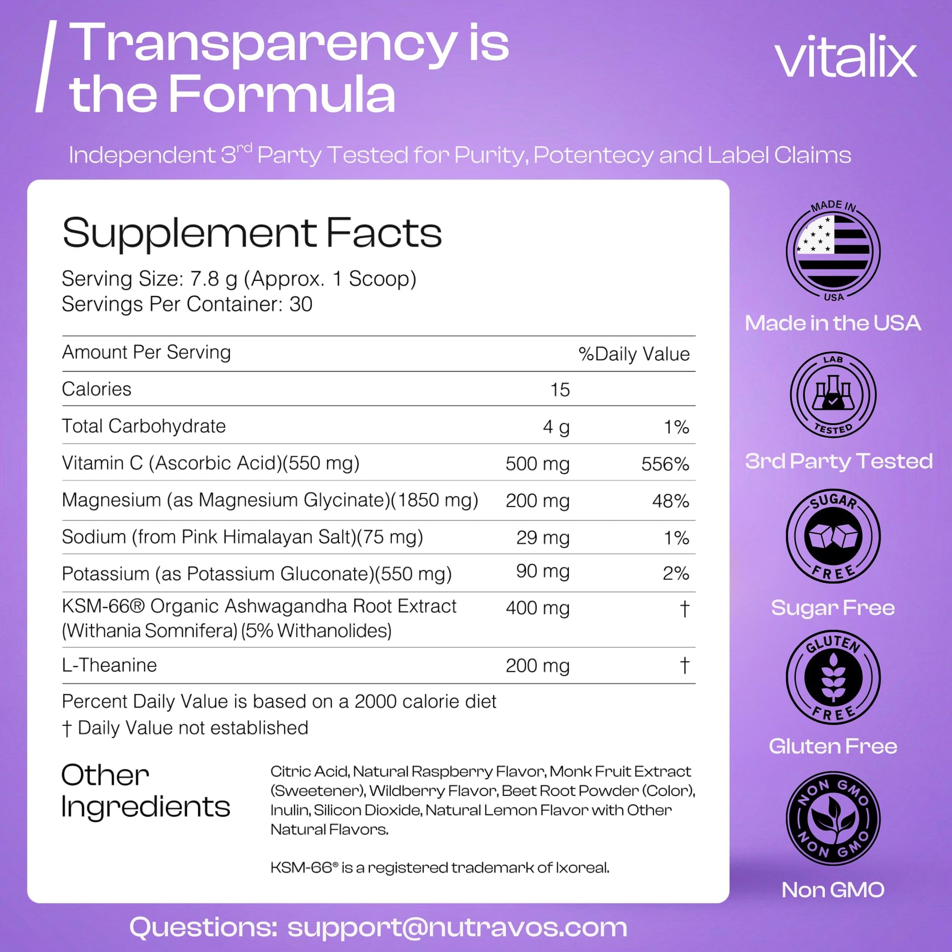 NutraVōs Vitalix – Cortisol Reducer & Adaptogen Drink Mix with Ashwagandha KSM 66, Magnesium Glycinate 200mg, L-Theanine 200mg, Vitamin C 500mg & Electrolytes – Raspberry Lemonade – 30 Servings NutraVōsAu supplements