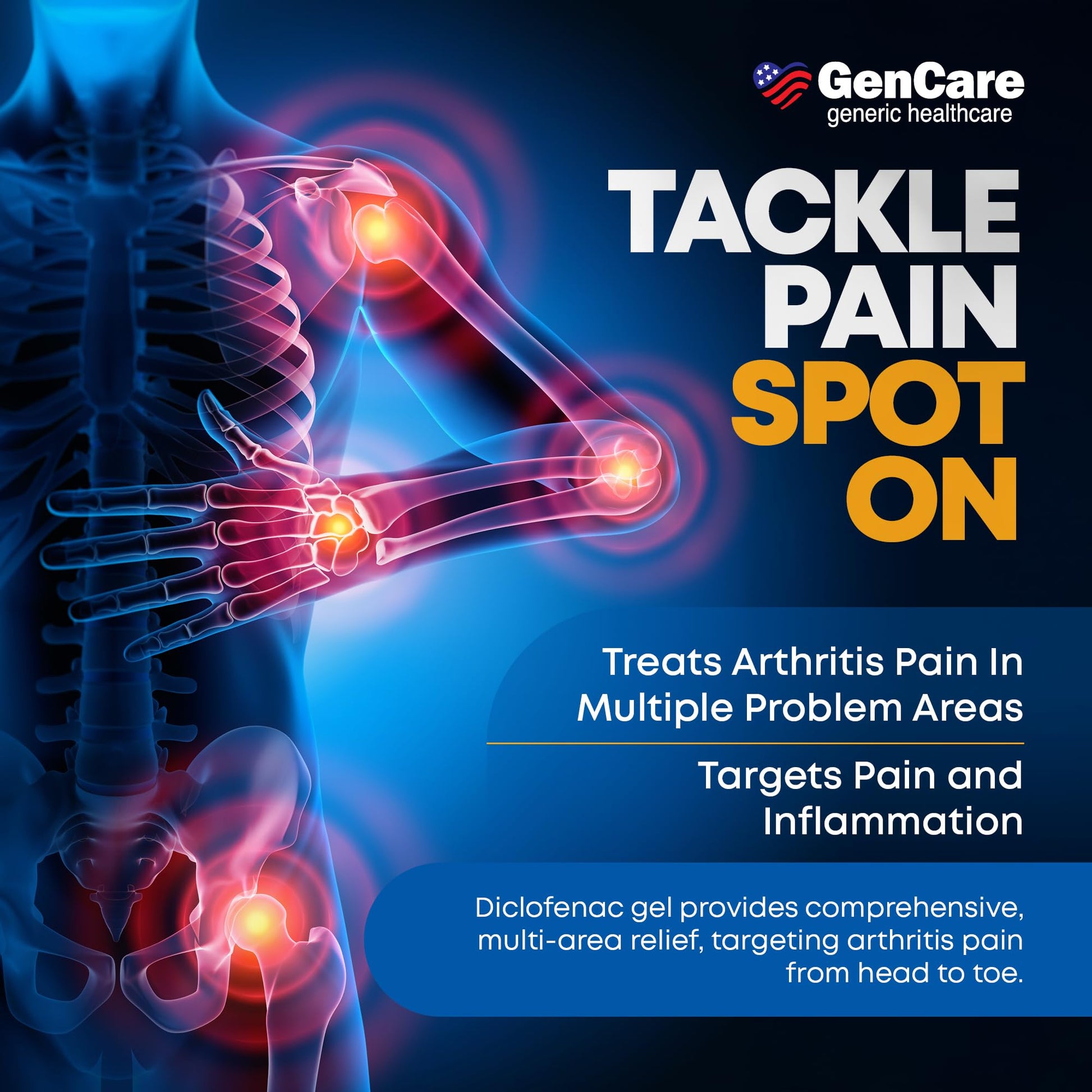 GenCare Arthritis Pain Relief Diclofenac Sodium Topical Gel 1 Percent (NSAID) - Clinically Proven Arthritis Pain Reliever - Compare to The Active Ingredient in Voltaren Gel (5.29 oz) GenCareAu supplements