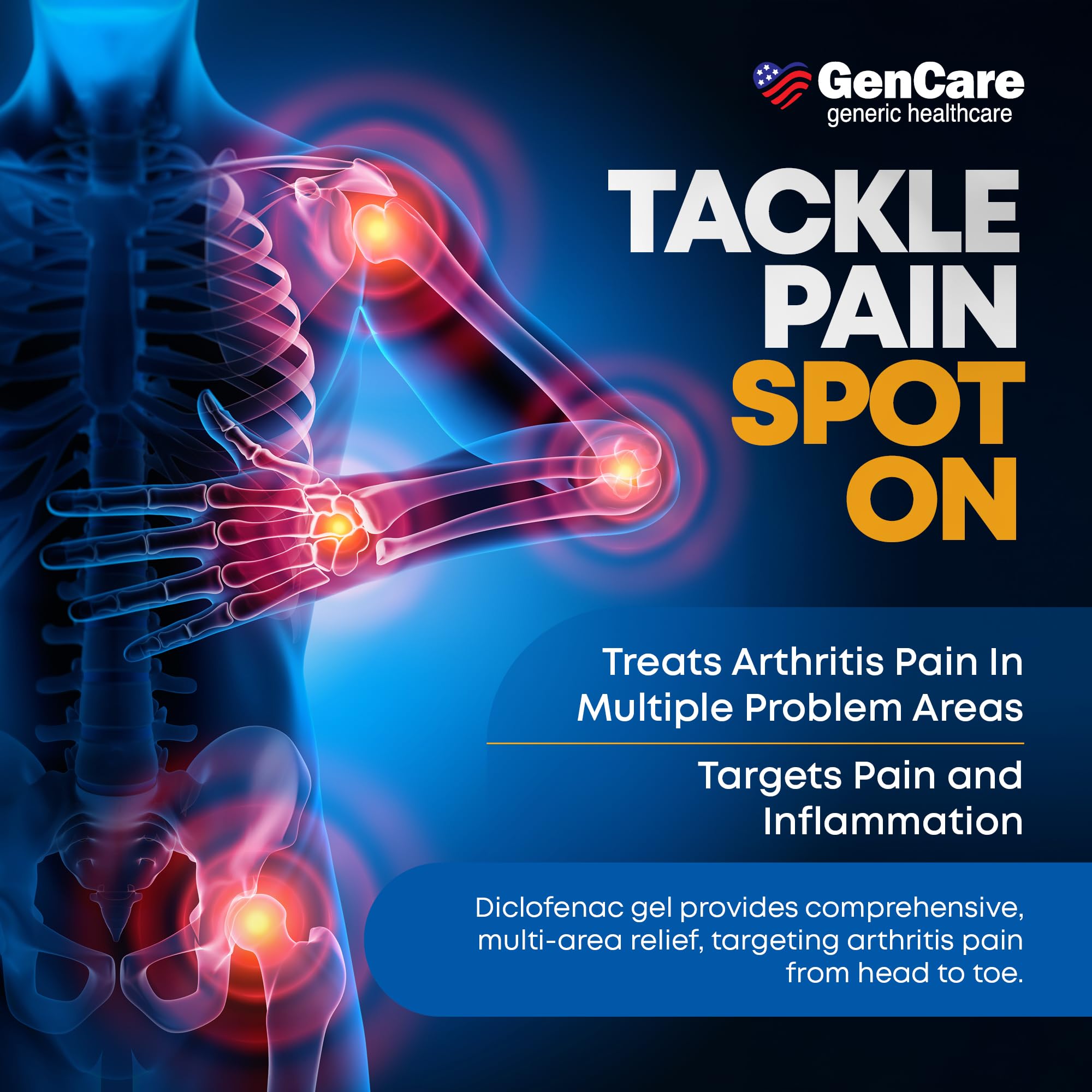 GenCare Arthritis Pain Relief Diclofenac Sodium Topical Gel 1 Percent (NSAID) - Clinically Proven Arthritis Pain Reliever - Compare to The Active Ingredient in Voltaren Gel (5.29 oz) GenCareAu supplements