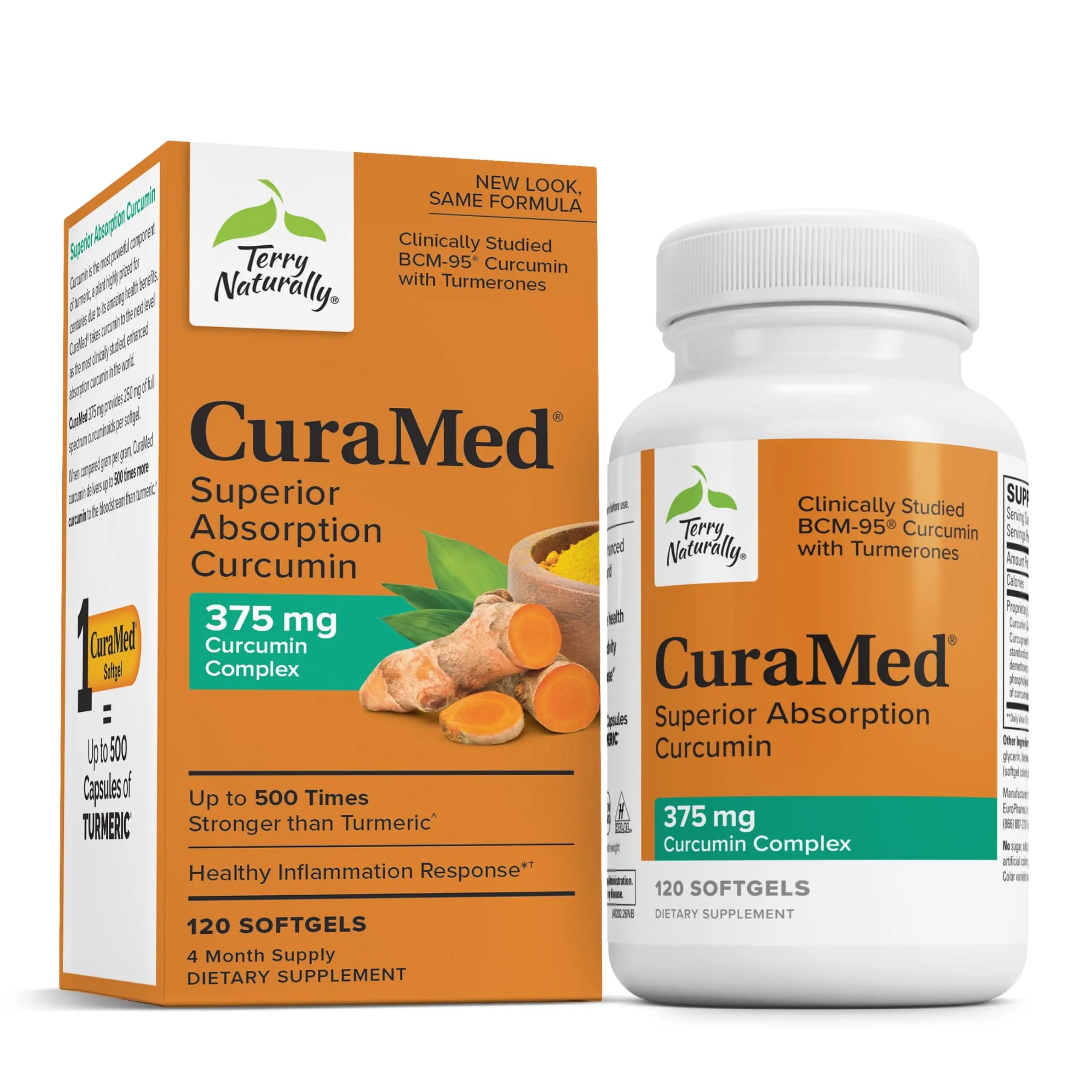 Terry Naturally CuraMed 375mg - Antioxidant Supplement for Brain & Immune Health Support - Dietary Supplement with Curcumin & Turmeric Essential Oil - Herbal Liver Support - 120 Softgels Terry NaturallyAu supplements