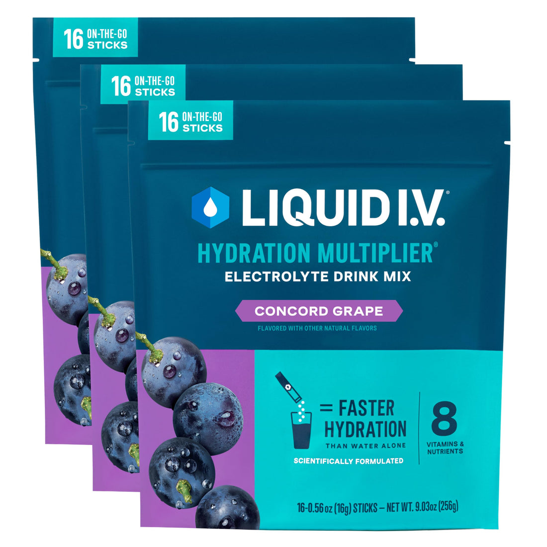 Liquid I.V.® Hydration Multiplier - Concord Grape | Electrolyte Powder Drink Mix | 3 Pack (48 Servings) Liquid I.V.US supplements