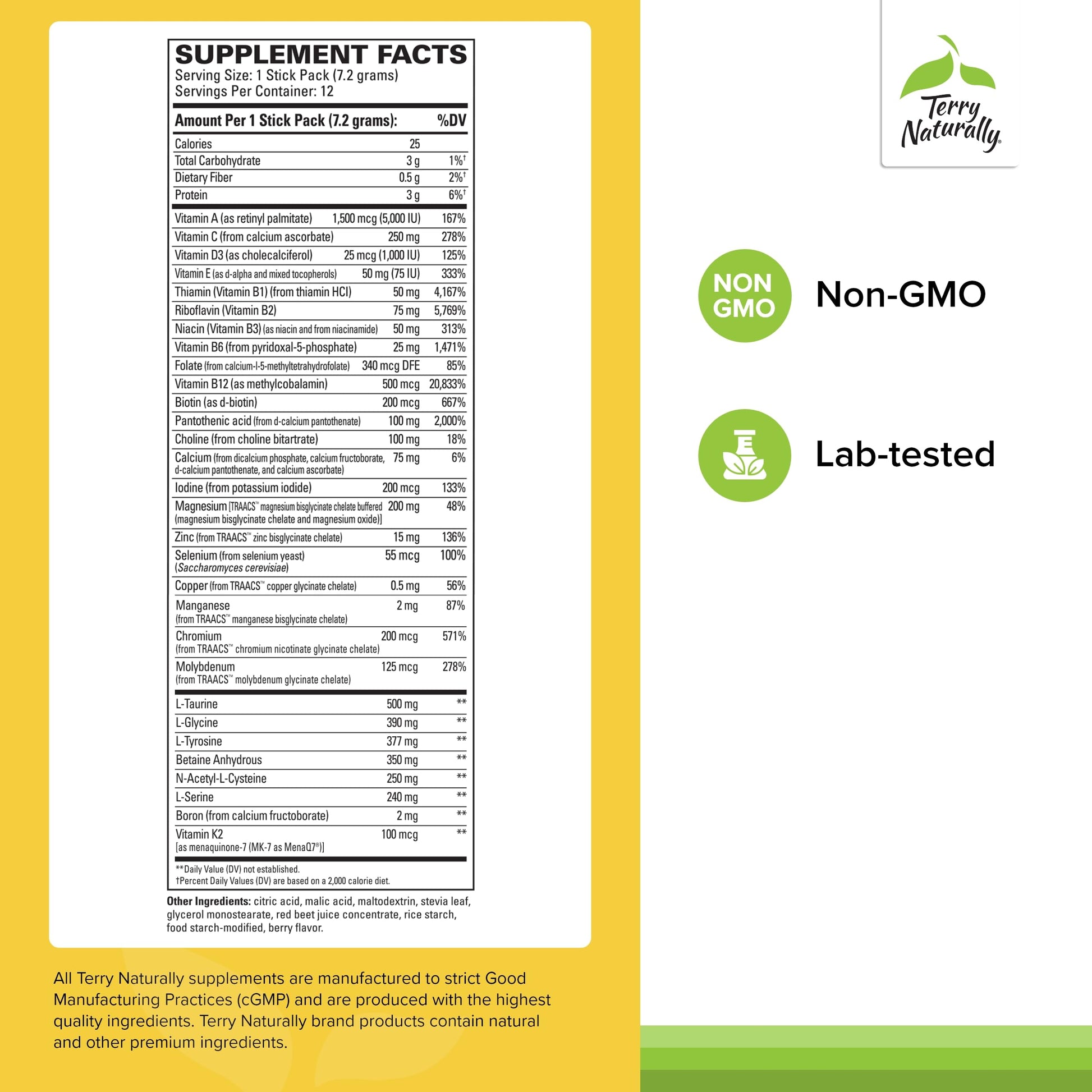 Terry Naturally Fatigued to Fantastic Energy Revitalization - Drink Mix for Energy with L-Tyrosine, Vitamins A, D3, E & B - Supports Heart Health - 12 Individual Packets (12 Servings) Terry NaturallyAu supplements