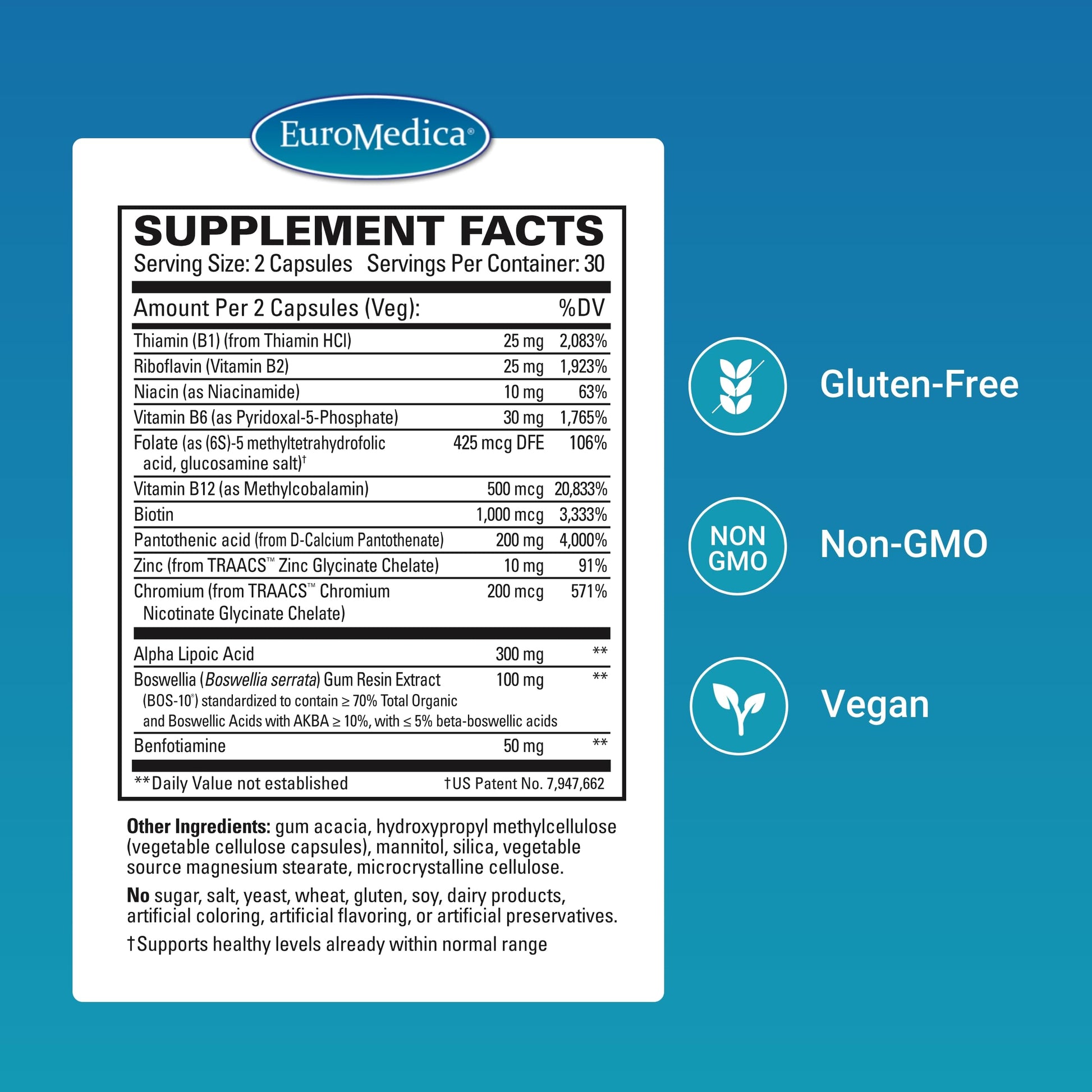 EuroMedica Nerve Complex - Herbal Supplement with Bioactive Vitamin B12 - Circulation & Nerve Health Support Supplement - Vegan Capsules with Boswellia Serrata - 60 Capsules, 2 Pack (120 Capsules) EuroMedicaAu supplements