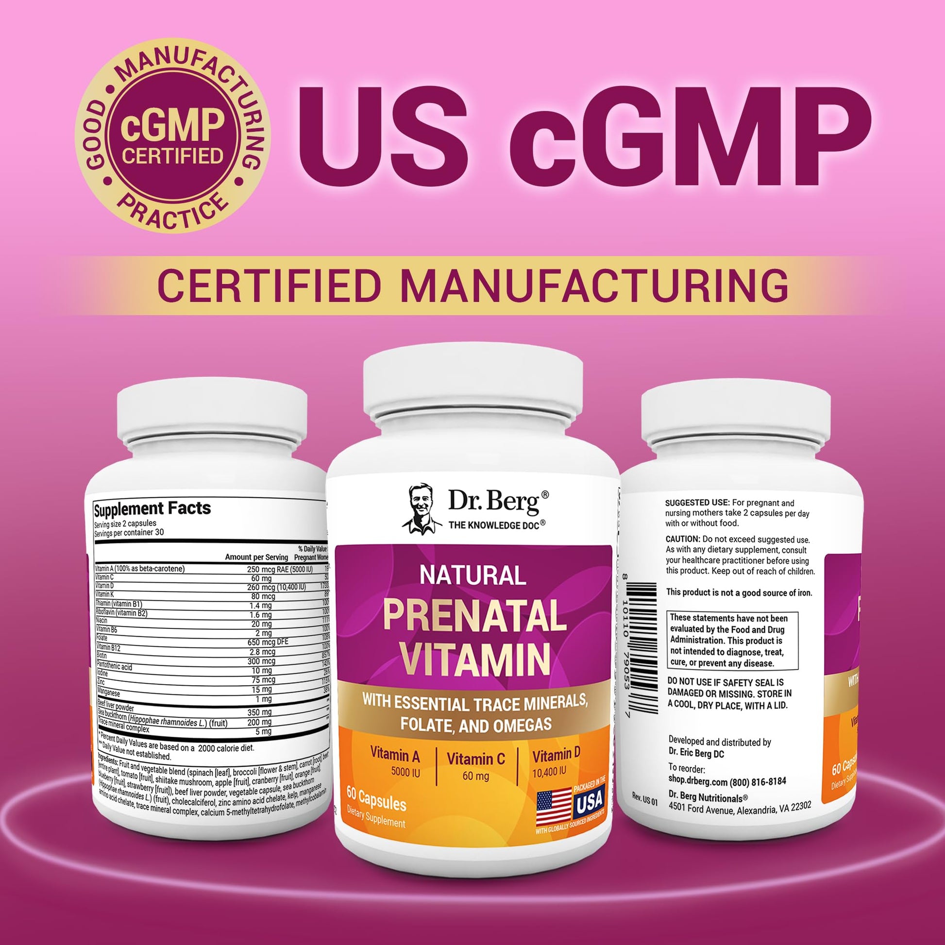 Dr. Berg Natural Prenatal Vitamins for Women (Pregnant & Nursing) - Prenatal Vitamins with Folate, Vitamins, Minerals, Omegas, &11 Powerful Superfoods - Womens Prenatal Multivitamin - 60 Capsules Dr. Berg NutritionalsAu supplements