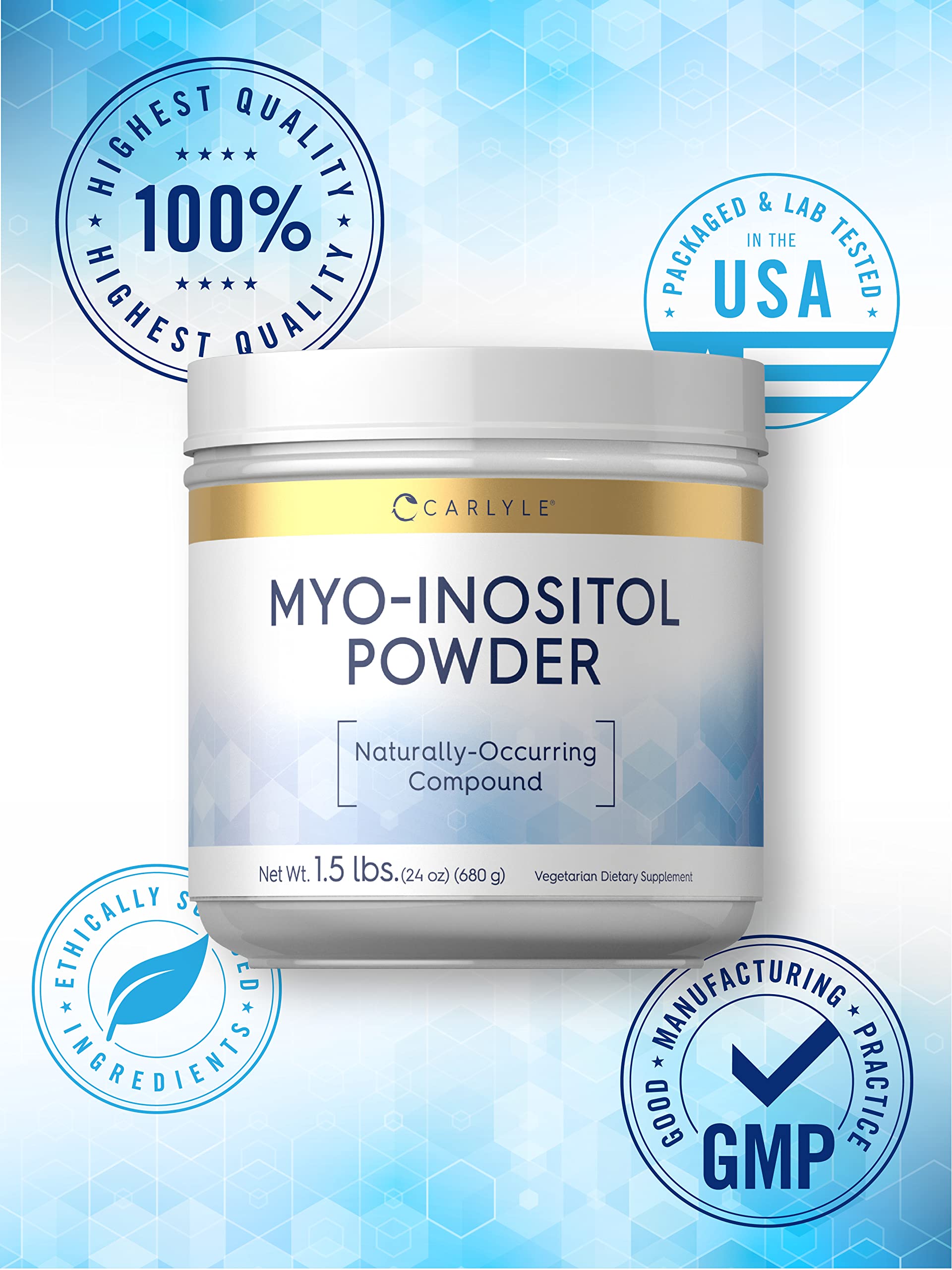 Carlyle Myo-Inositol Powder Supplement | 1.5 lbs | Naturally Occuring Compound CarlyleUS supplements