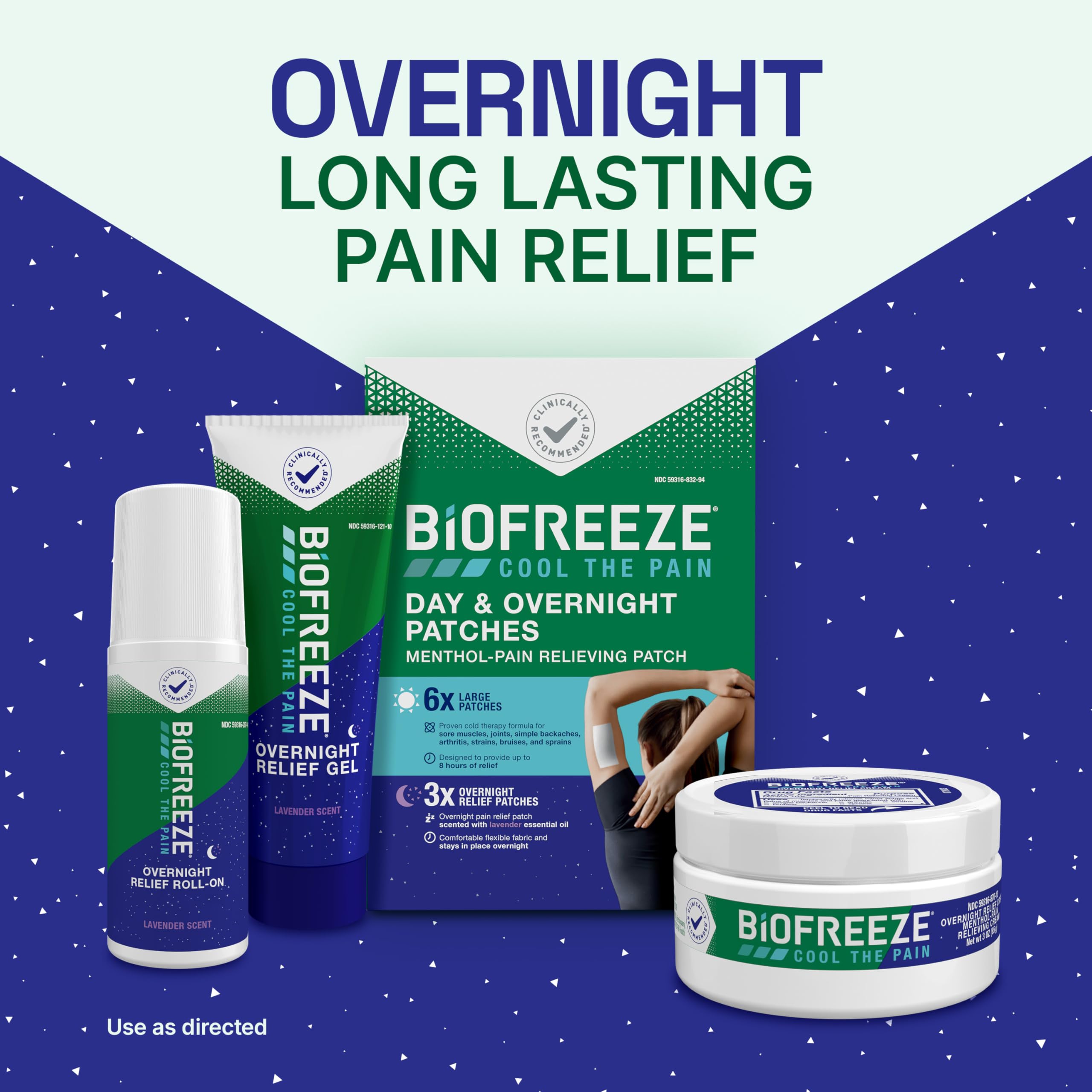 Biofreeze Day & Overnight Pain Relief Patches, Menthol Pain Patches for Arthritis & Muscle Pain Relief, Comfortable & Flexible Fabric Stays in Place, 9 Patches (6 Day, 3 Night) BiofreezeAu supplements
