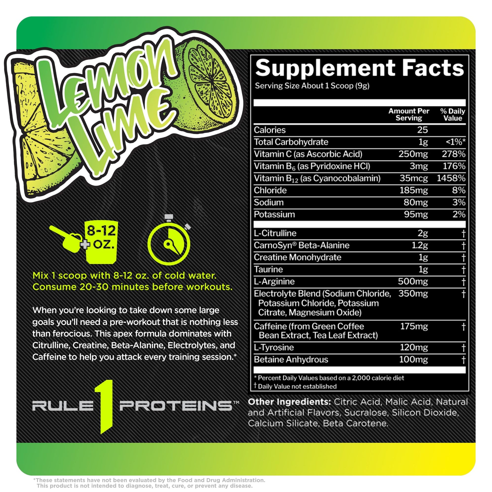Rule 1 R1 Roar, Lemon Lime - 9.52 oz - Pre-Workout Powder - with Creatine, Beta-Alanine Rule 1 ProteinsAu supplements