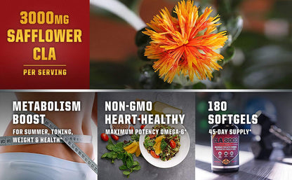 Vitamorph Labs CLA 3000 - CLA Safflower Oil for Metabolism and Weight Loss Management VitamorphUS supplements