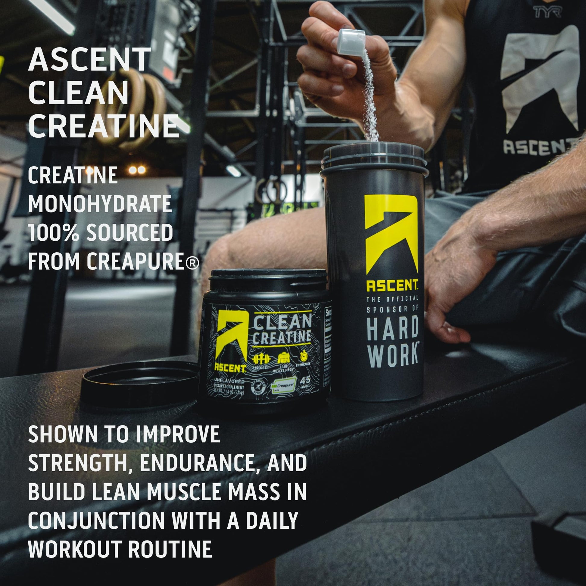 Ascent Clean Creatine Monohydrate Powder - 5G Per Serving, Creapure Creatine Supple AscentUS supplements