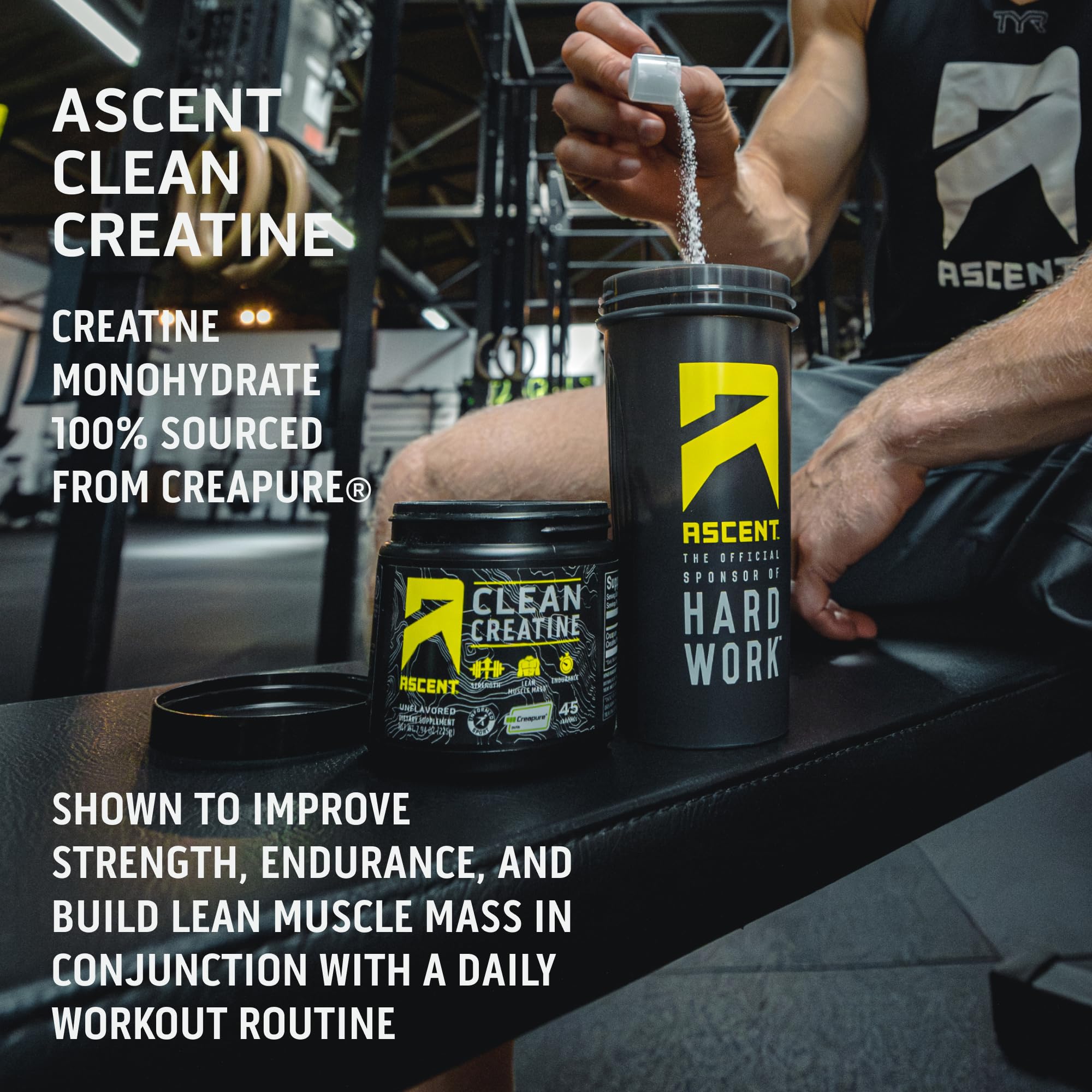 Ascent Clean Creatine Monohydrate Powder - 5G Per Serving, Creapure Creatine Supple AscentUS supplements